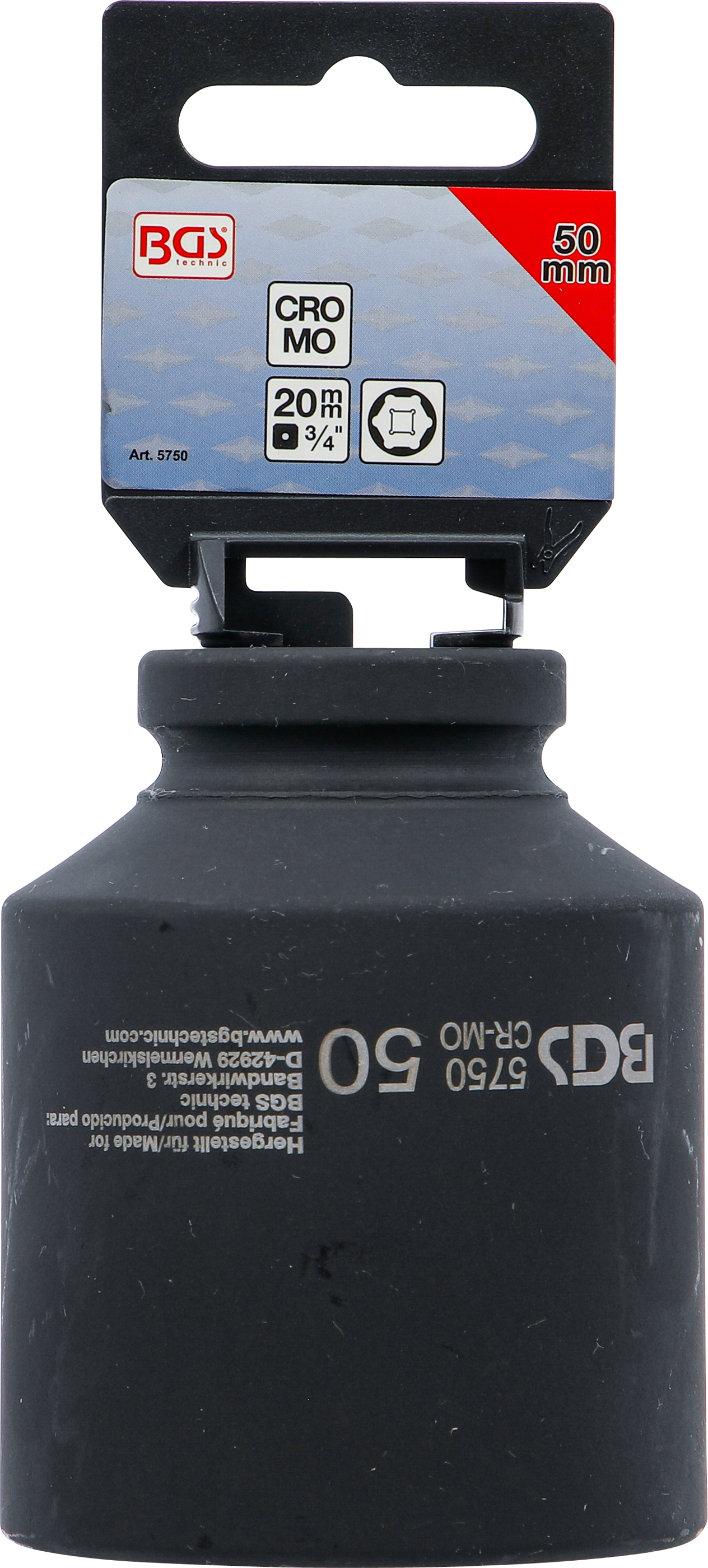 BGS Kraft-Steckschlüssel-Einsatz Sechskant, tief | Antrieb Innenvierkant 20 mm (3/4") | SW 50 mm