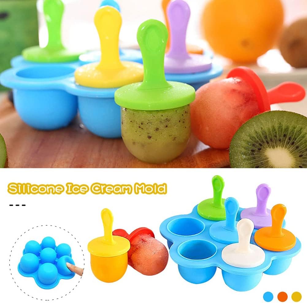 Eis Pop Form Eisformen Silikon Nesloonp Eisförmchen Popsicle Formen Wiederverwendbar Mini Eisformen mit bunten Kunststoff-Sticks für Kinder Baby Förmchen zum Einfrieren (Blau&Orange)