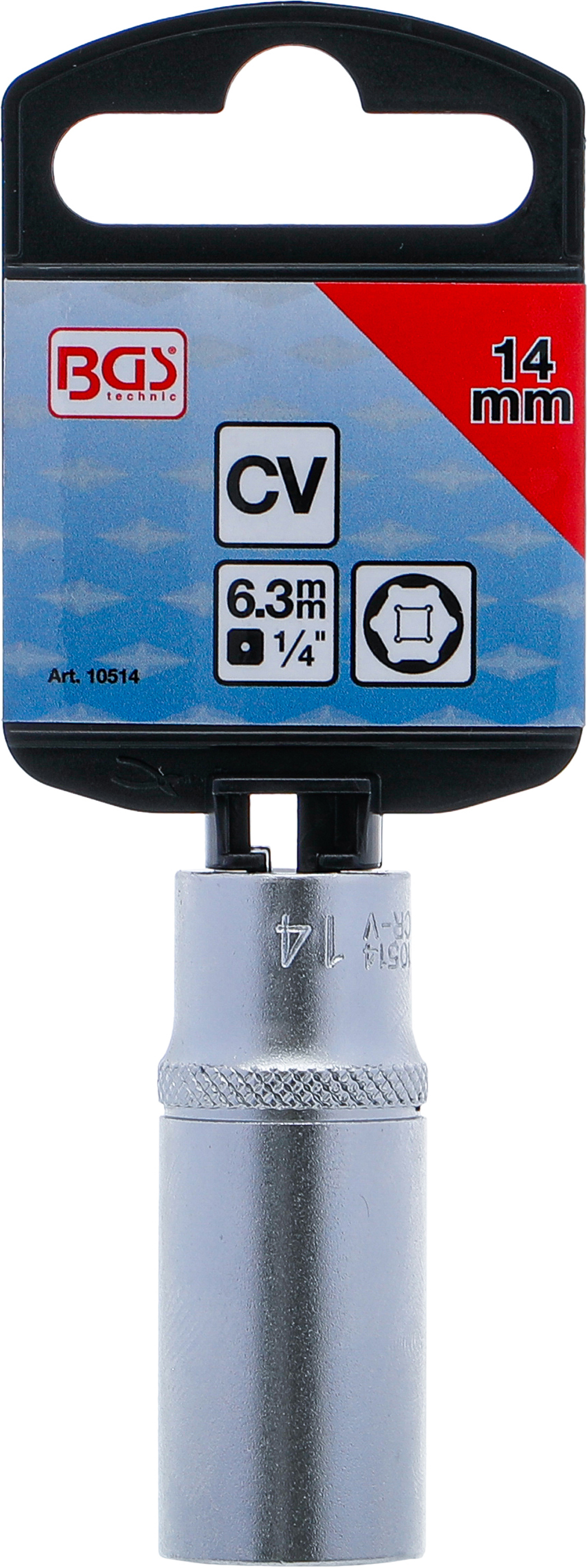 BGS Steckschlüssel-Einsatz Sechskant, tief | Antrieb Innenvierkant 6,3 mm (1/4") | SW 14 mm