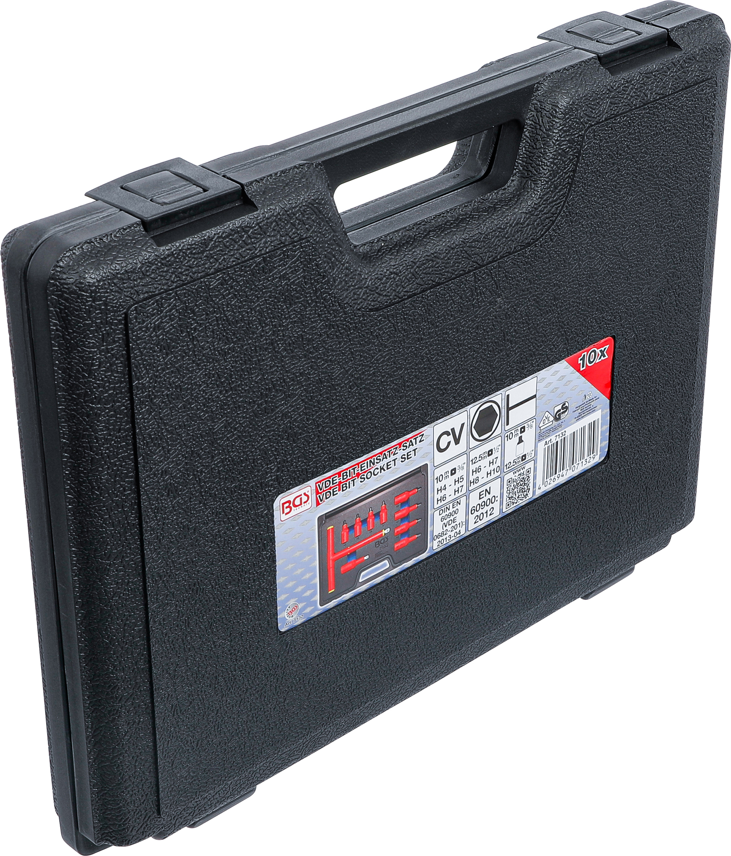 BGS VDE-Bit-Einsatz-Satz | Antrieb Innenvierkant 10 mm (3/8") / 12,5 mm (1/2") | Innensechskant 4 - 10 mm | 10-tlg.