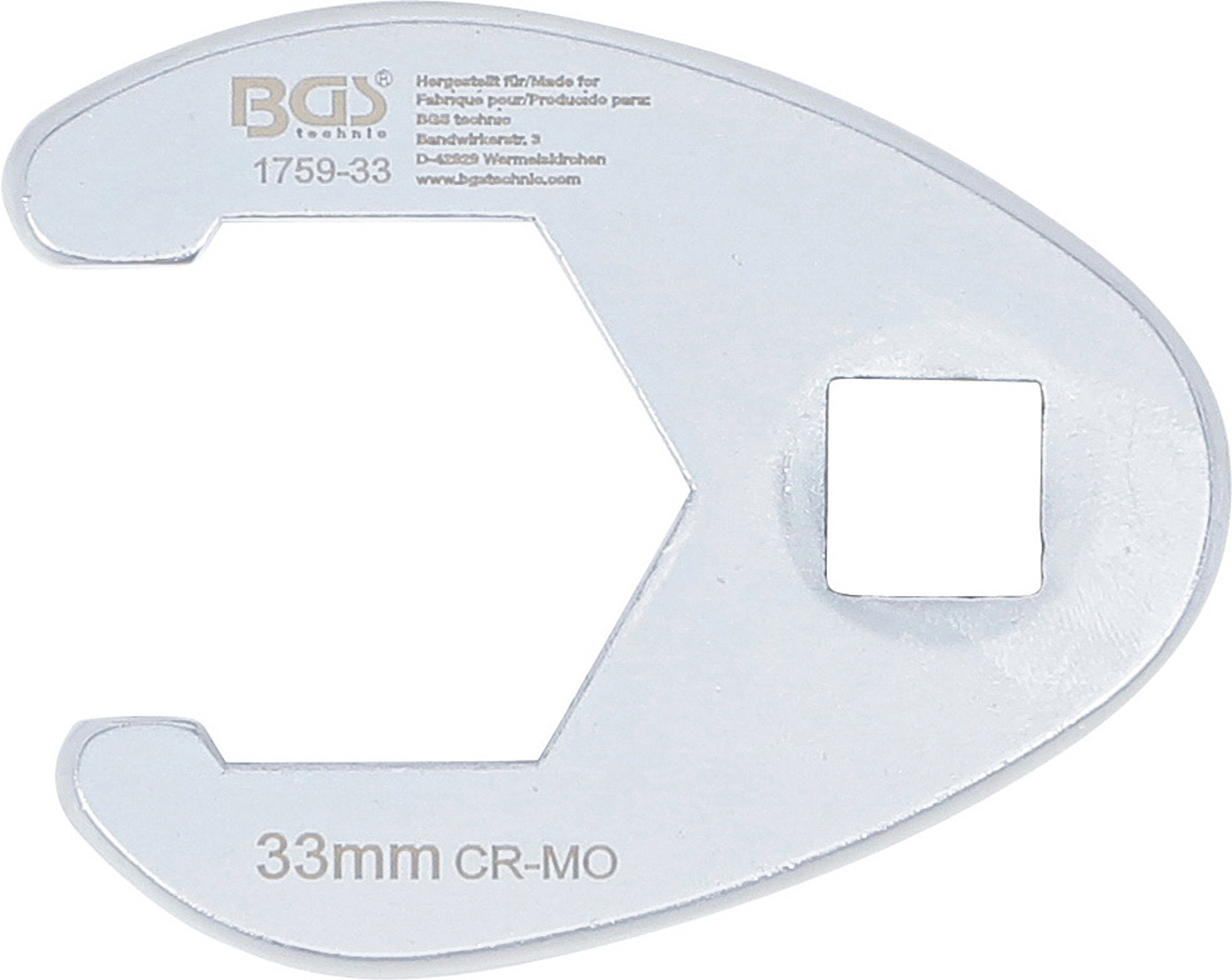BGS Hahnenfußschlüssel | Antrieb Innenvierkant 12,5 mm (1/2") | SW 33 mm