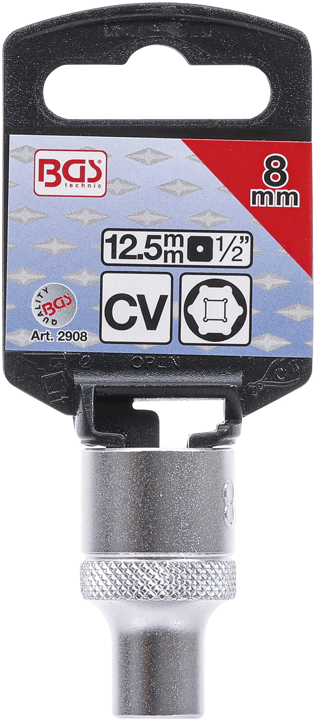 BGS Steckschlüssel-Einsatz Sechskant | Antrieb Innenvierkant 12,5 mm (1/2") | SW 8 mm