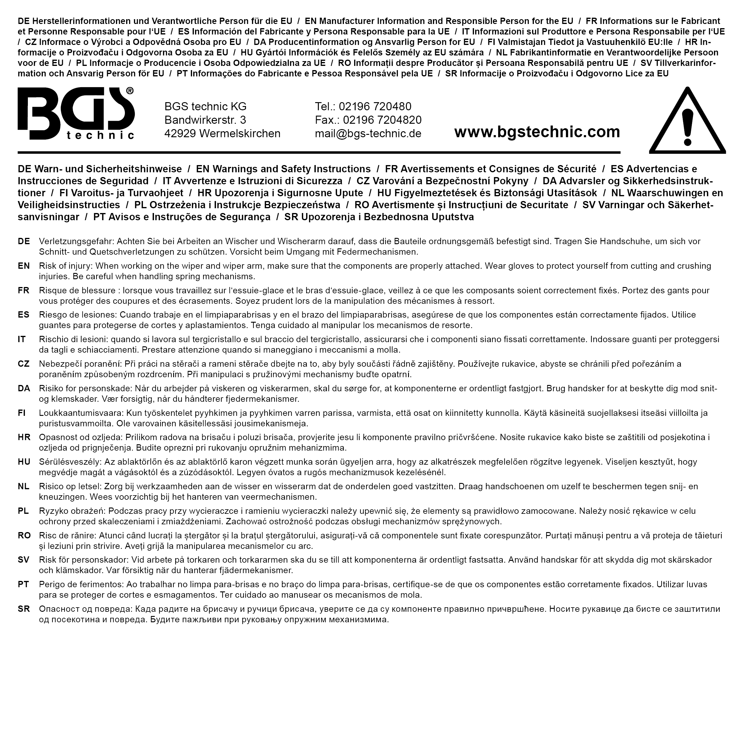 BGS Wischerarm-Abzieher für Heckscheibenwischer für VAG