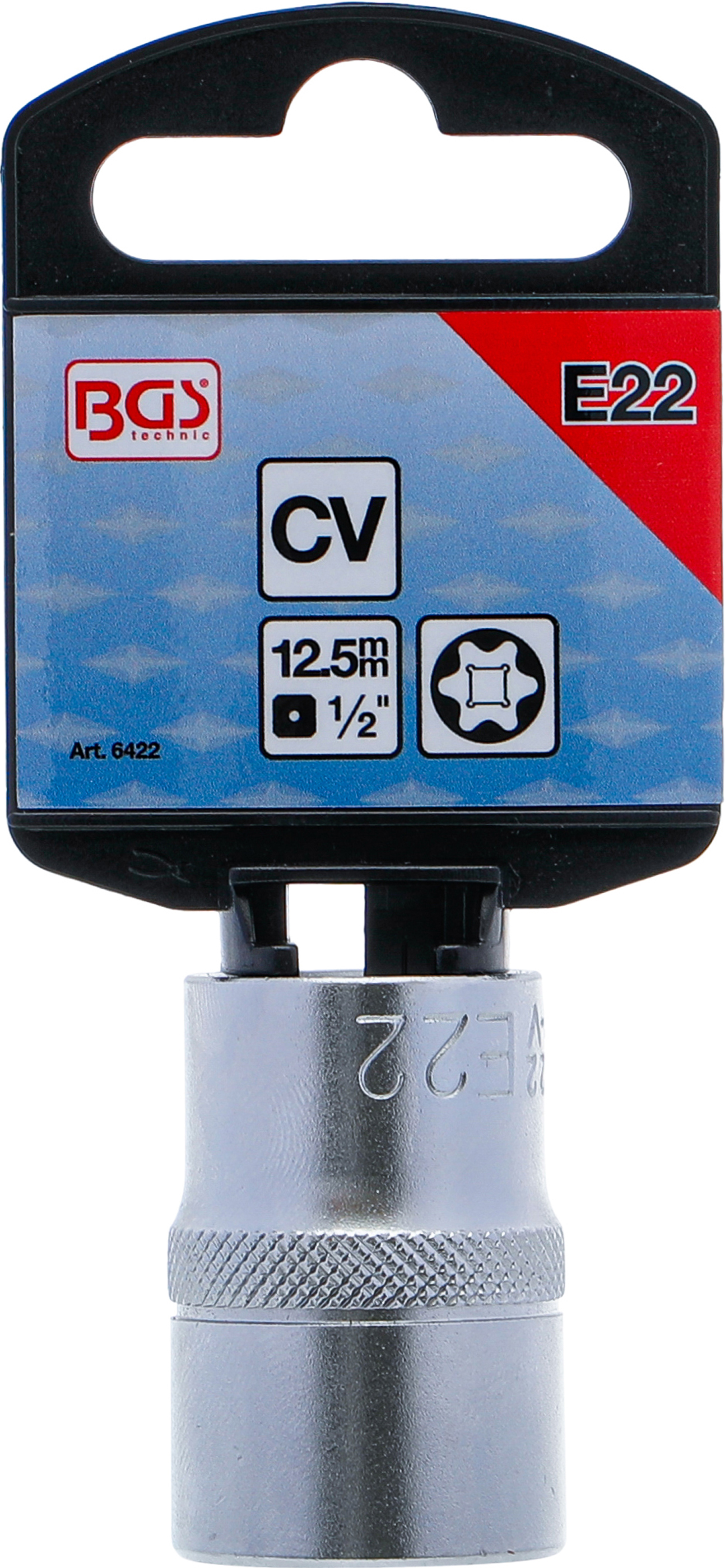 BGS Steckschlüssel-Einsatz E-Profil | Antrieb Innenvierkant 12,5 mm (1/2") | SW E22