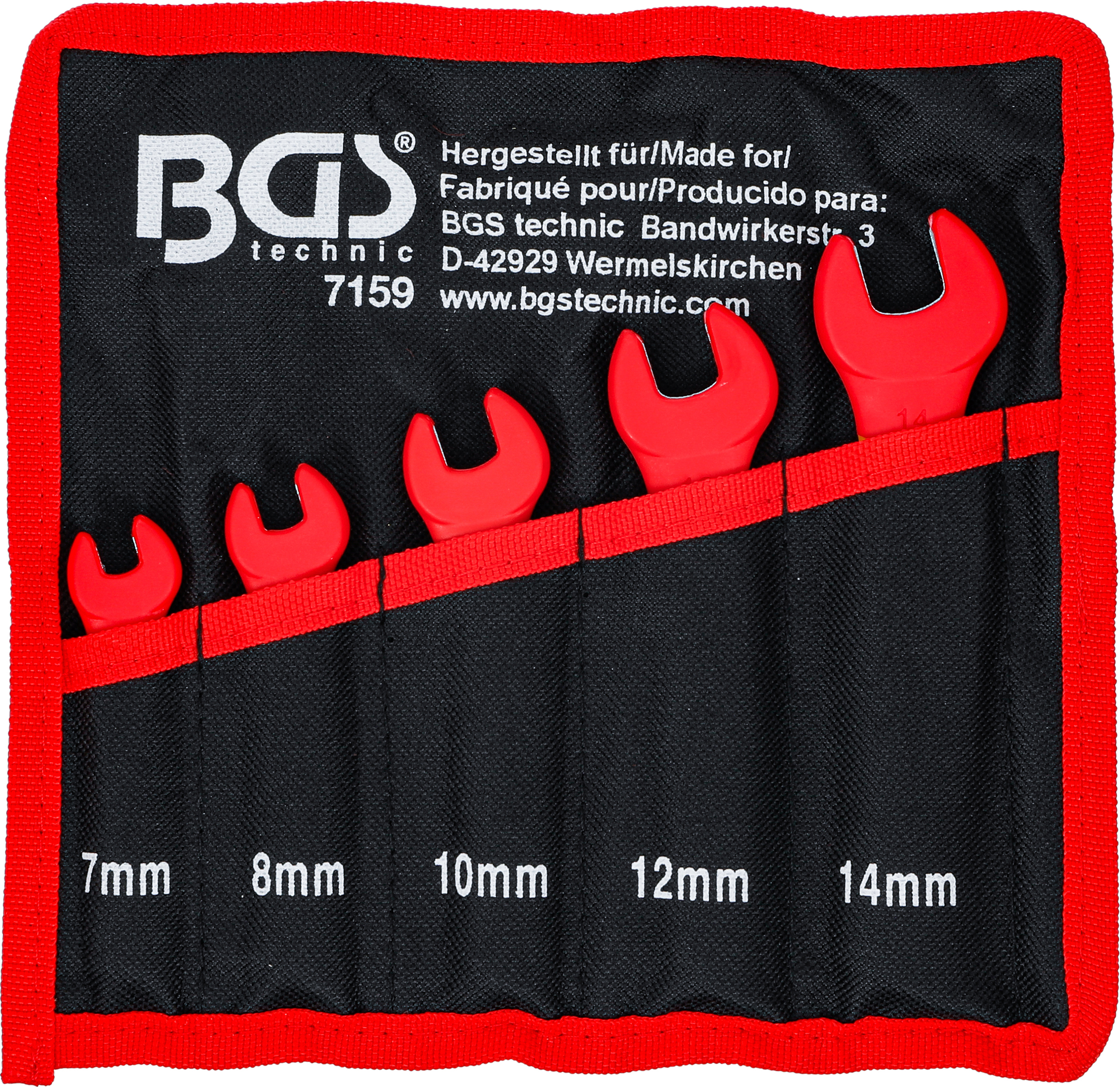 BGS VDE-Einmaulschlüssel-Satz | SW 7 - 14 mm | 5-tlg.