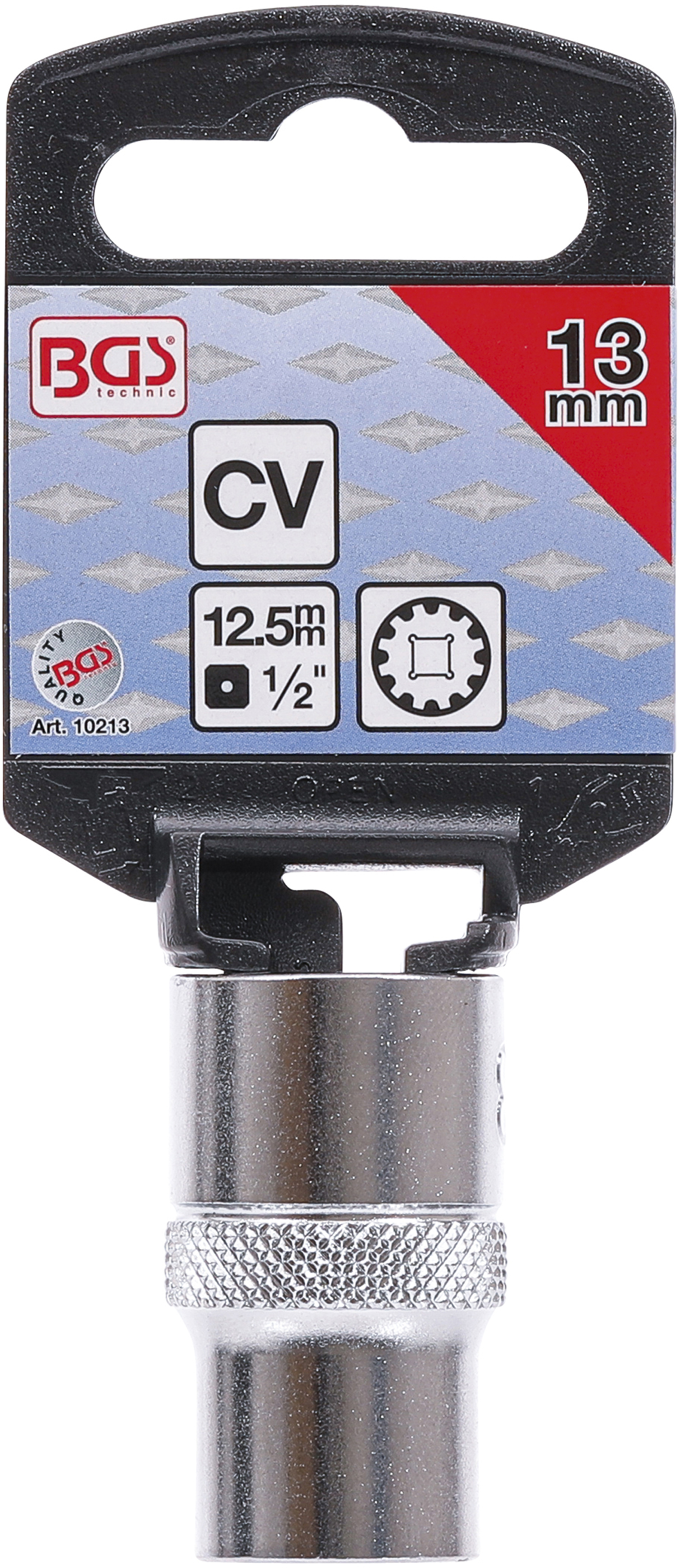 BGS Steckschlüssel-Einsatz Gear Lock | Antrieb Innenvierkant 12,5 mm (1/2") | SW 13 mm