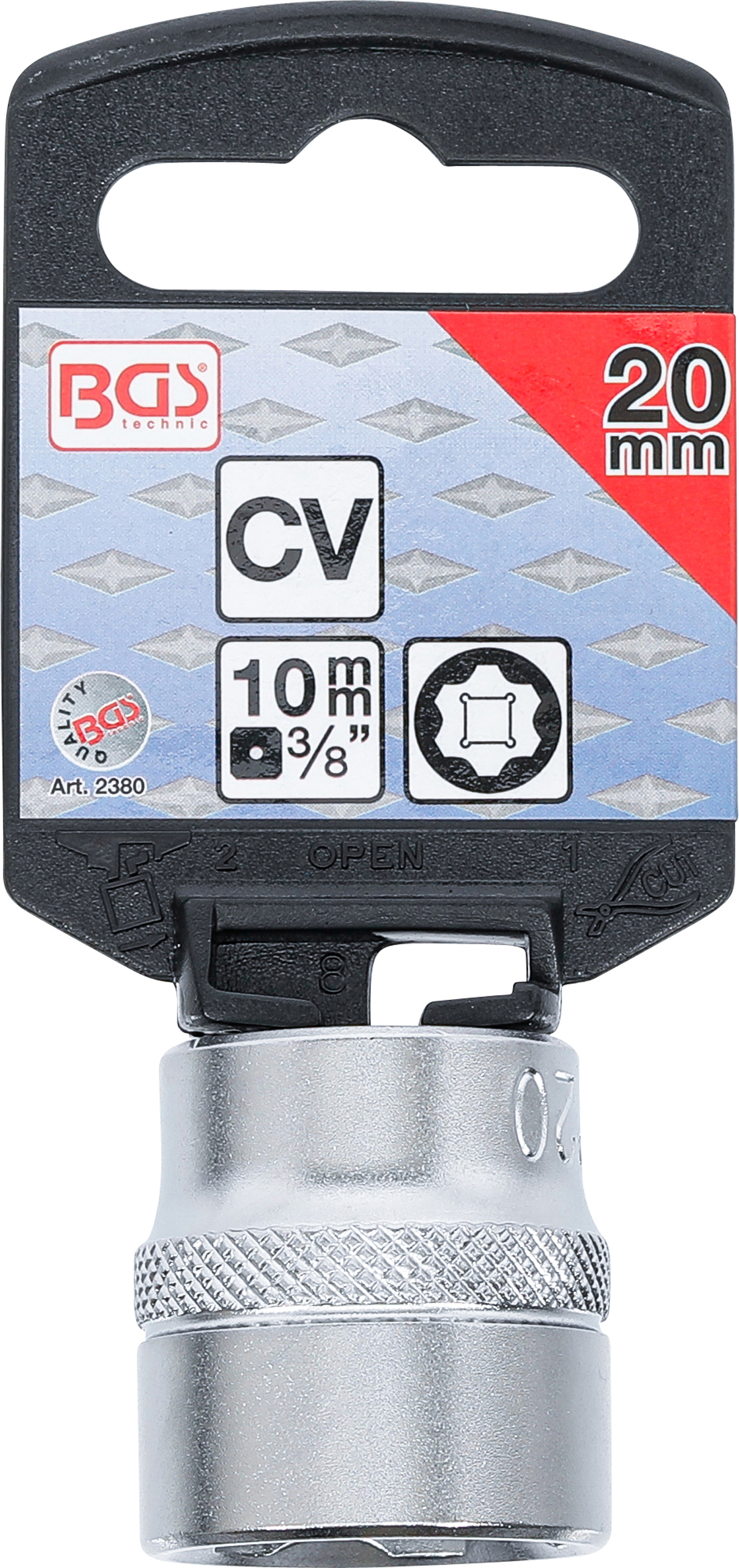 BGS Steckschlüssel-Einsatz Super Lock | Antrieb Innenvierkant 10 mm (3/8") | SW 20 mm