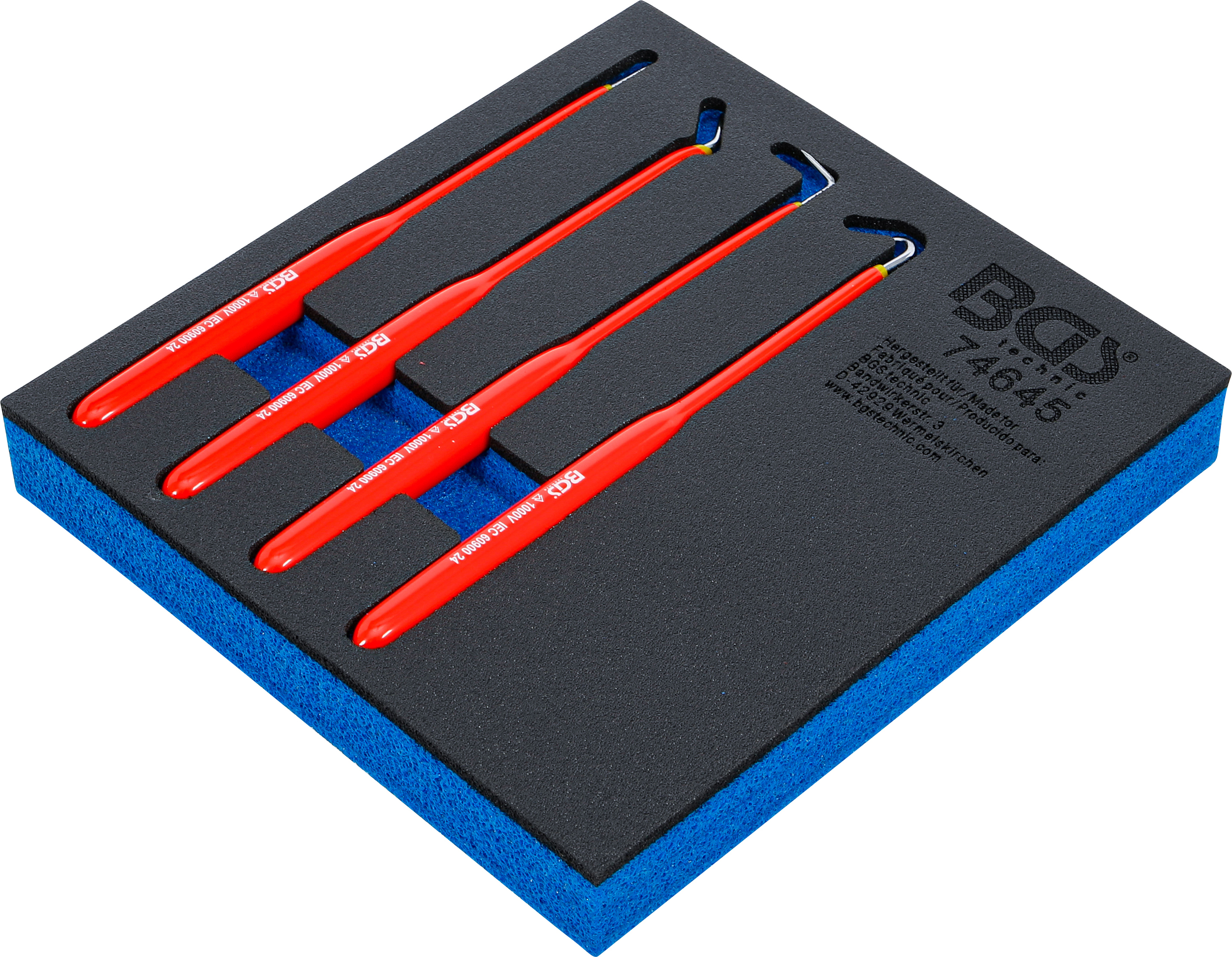 BGS Werkstattwageneinlage 1/6: Haken-Satz | isoliert | 180 mm | 4-tlg.