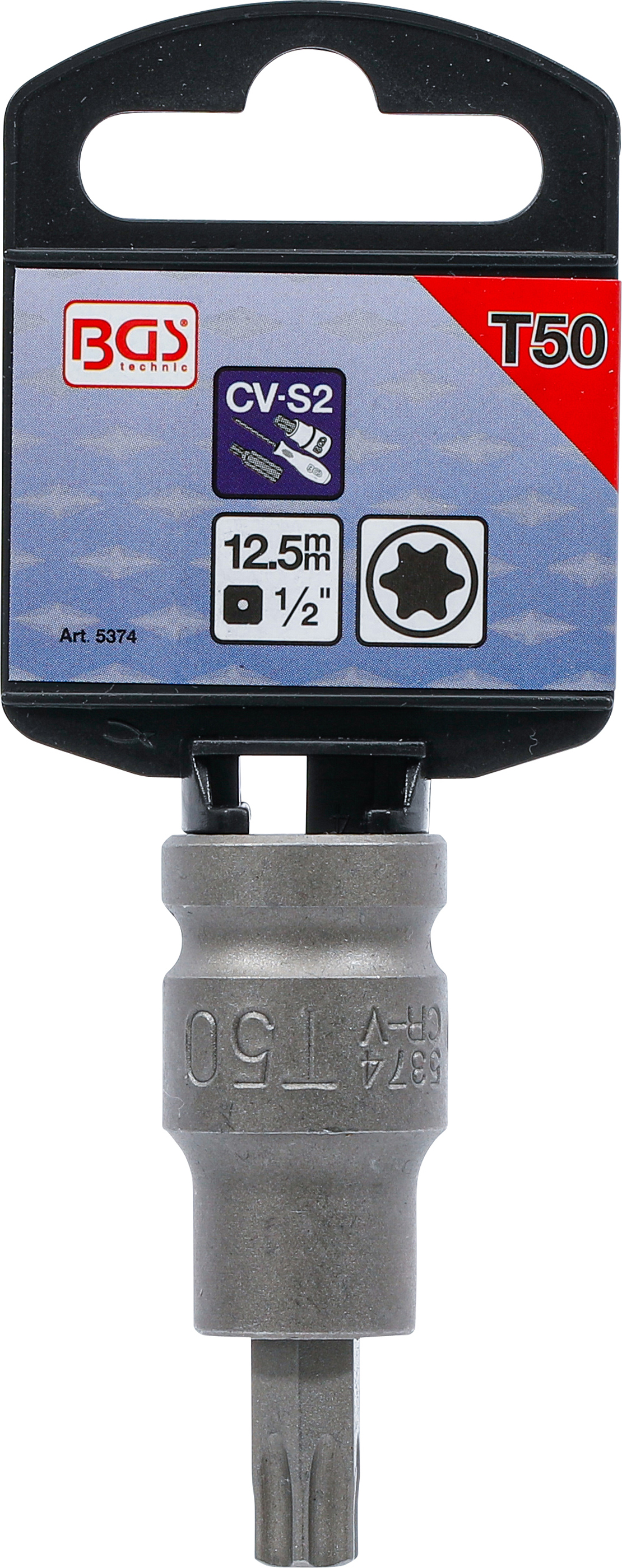 BGS Kraft-Bit-Einsatz | Länge 55 mm | Antrieb Innenvierkant 12,5 mm (1/2") | T-Profil (für Torx) T50