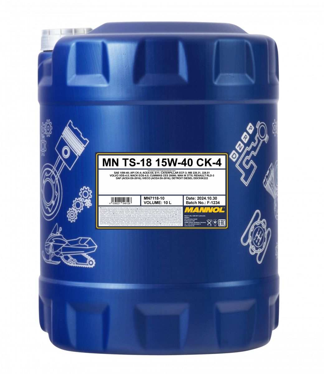15W-40 Mannol 7118 TS-18 CK-4 Mötoröl 10 Liter