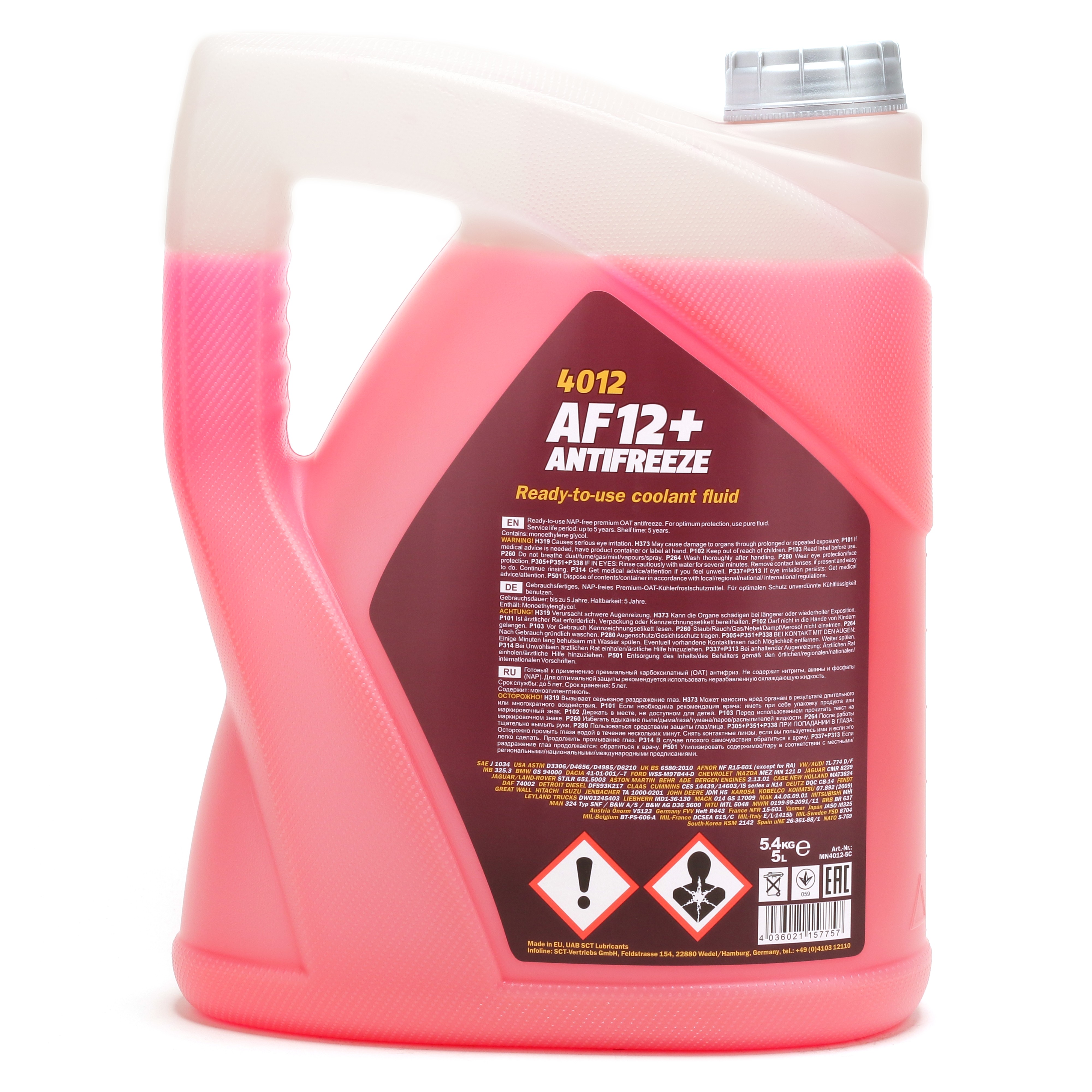 Mannol 4012 Kühlerfrostschutz Antifreeze AF12+ Longlife -40 Fertigmischung 5 Liter