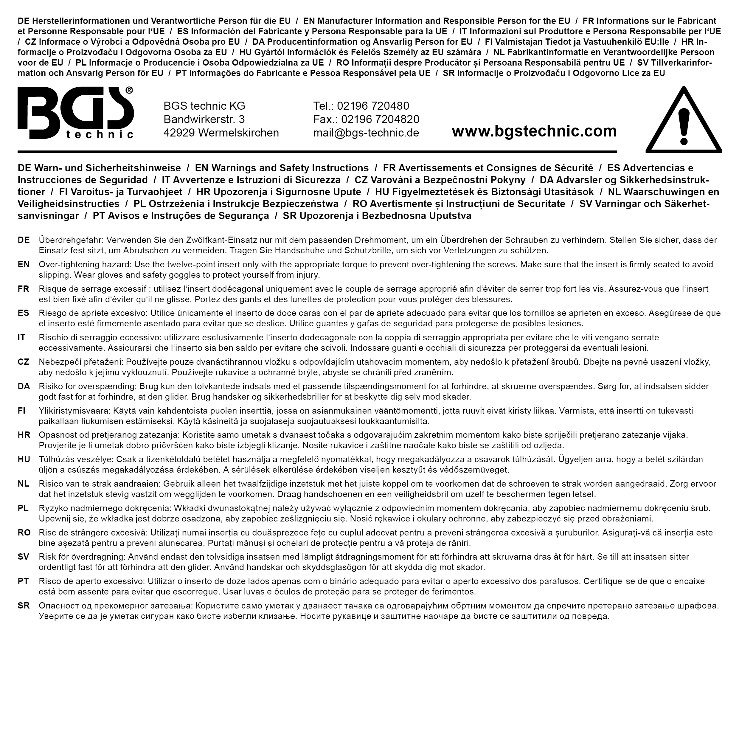 BGS Kraft-Steckschlüssel-Einsatz Zwölfkant | Antrieb Innenvierkant 12,5 mm (1/2") | SW 33 mm