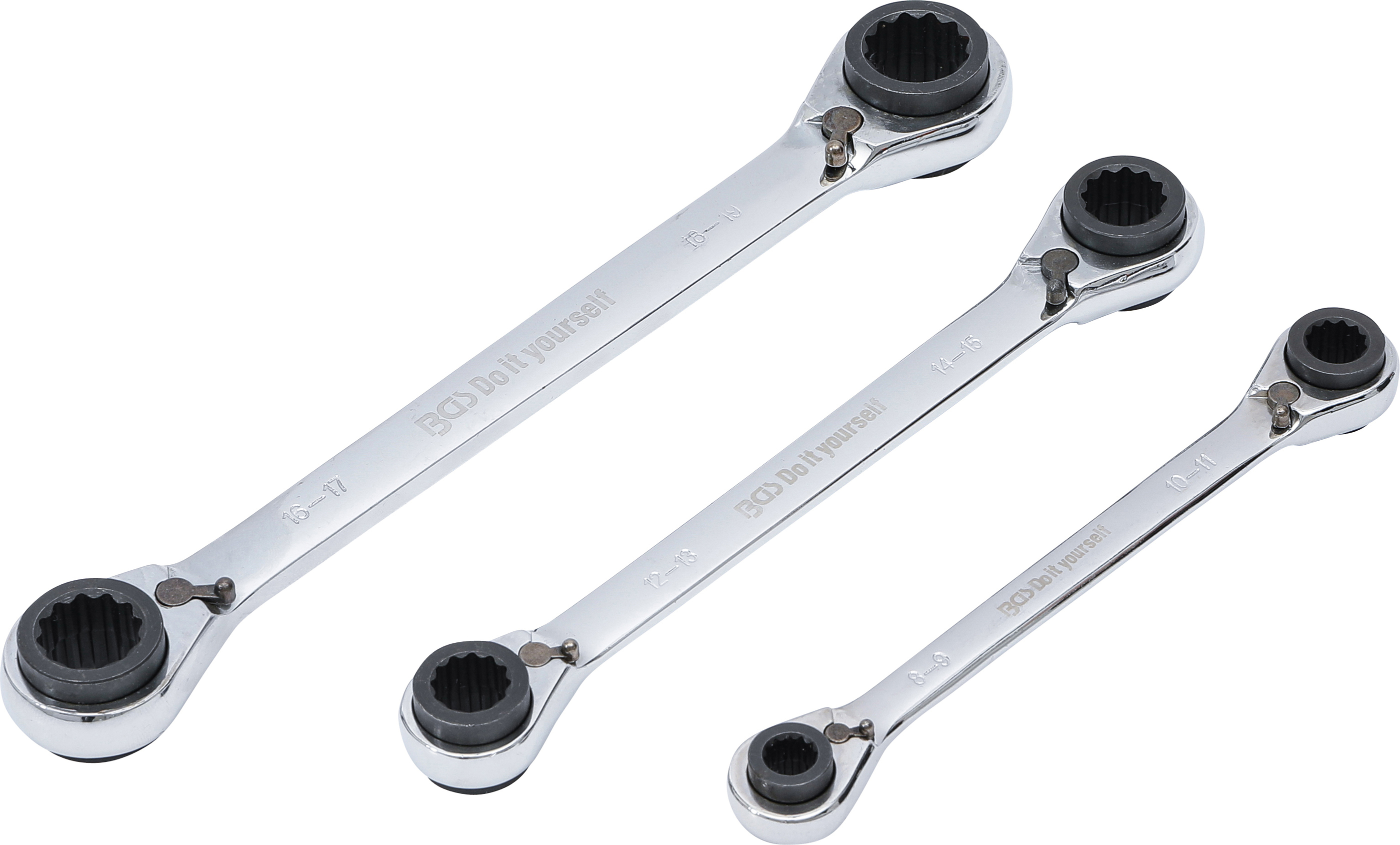 BGS Ratschen-Ringschlüssel-Satz | 4-in-1 | SW 8 x 9 - 18 x 19 mm