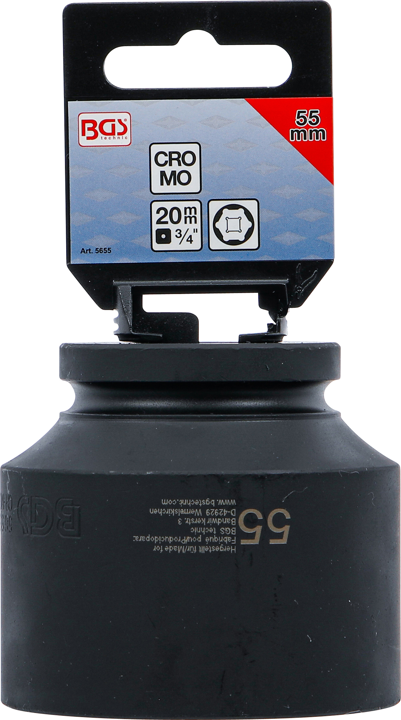 BGS Kraft-Steckschlüssel-Einsatz Sechskant | Antrieb Innenvierkant 20 mm (3/4") | SW 55 mm