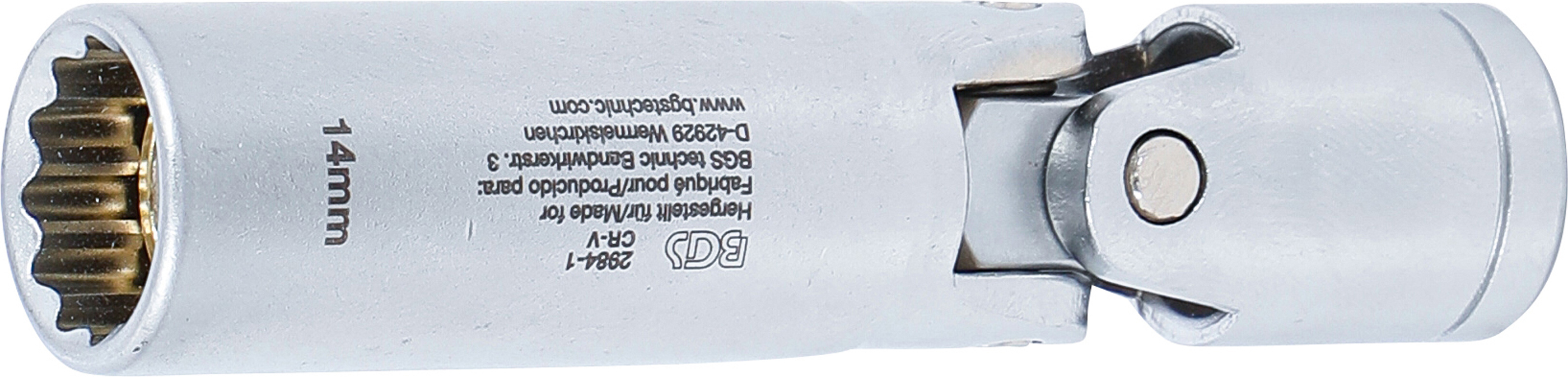 BGS Glühkerzen-Gelenk-Einsatz Zwölfkant | Antrieb Innenvierkant 10 mm (3/8") | SW 14 mm