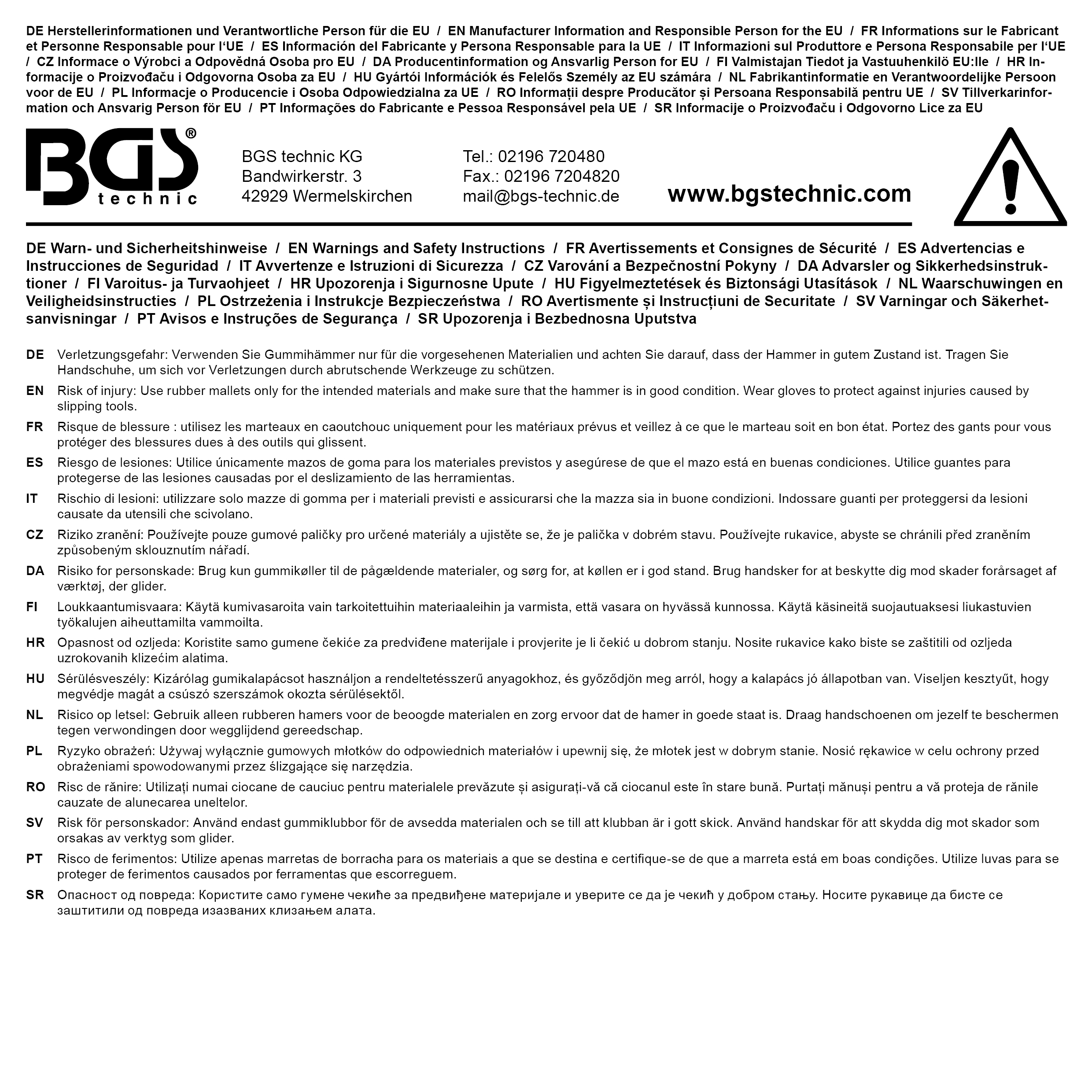 BGS Schonhammer | Fiberglasstiel | rückschlagfrei | Ø 70 mm | 2100 g