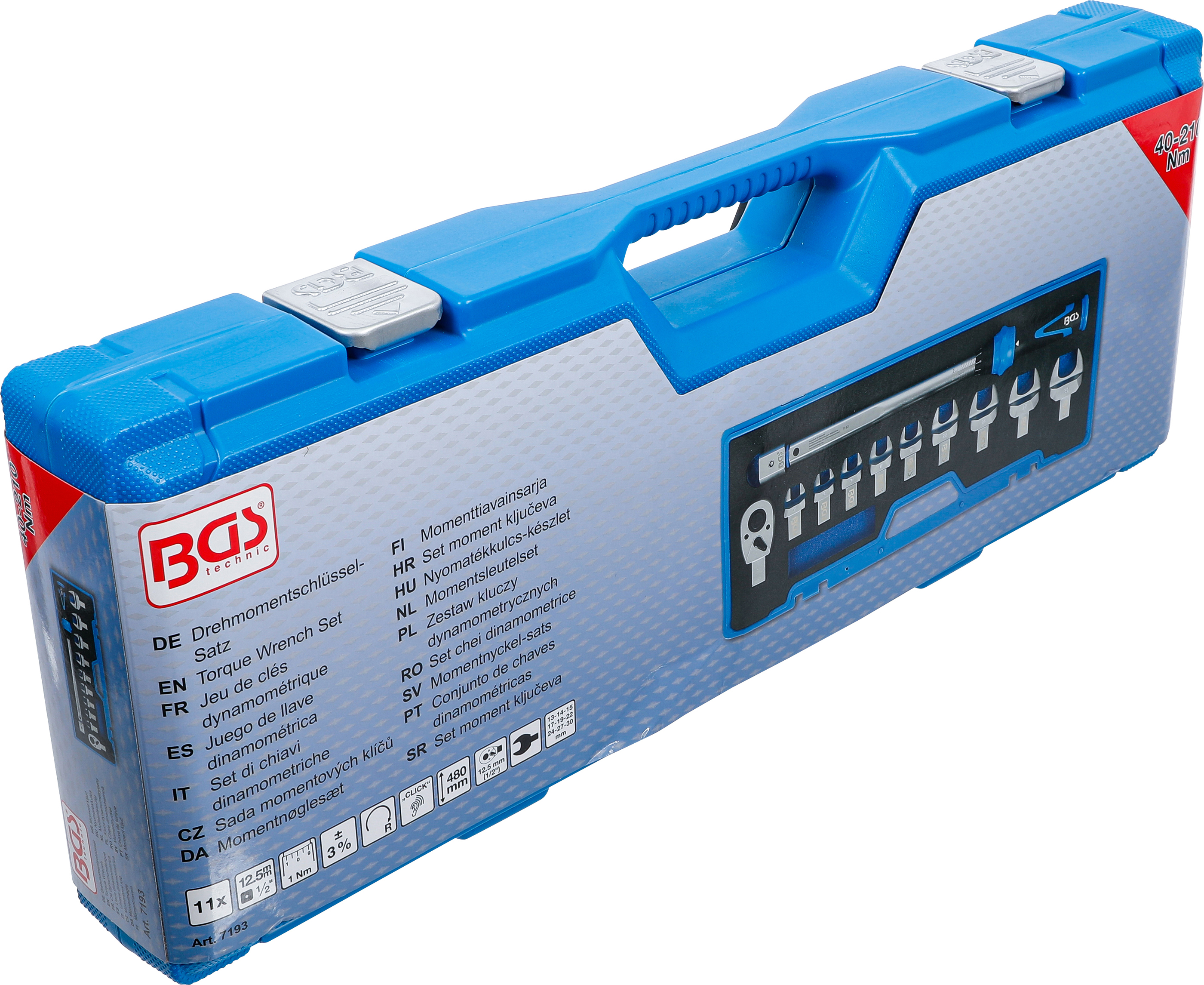BGS Drehmomentschlüssel-Satz | für 14 x 18 mm Einsteckwerkzeuge | 40 - 210 Nm | 11-tlg.