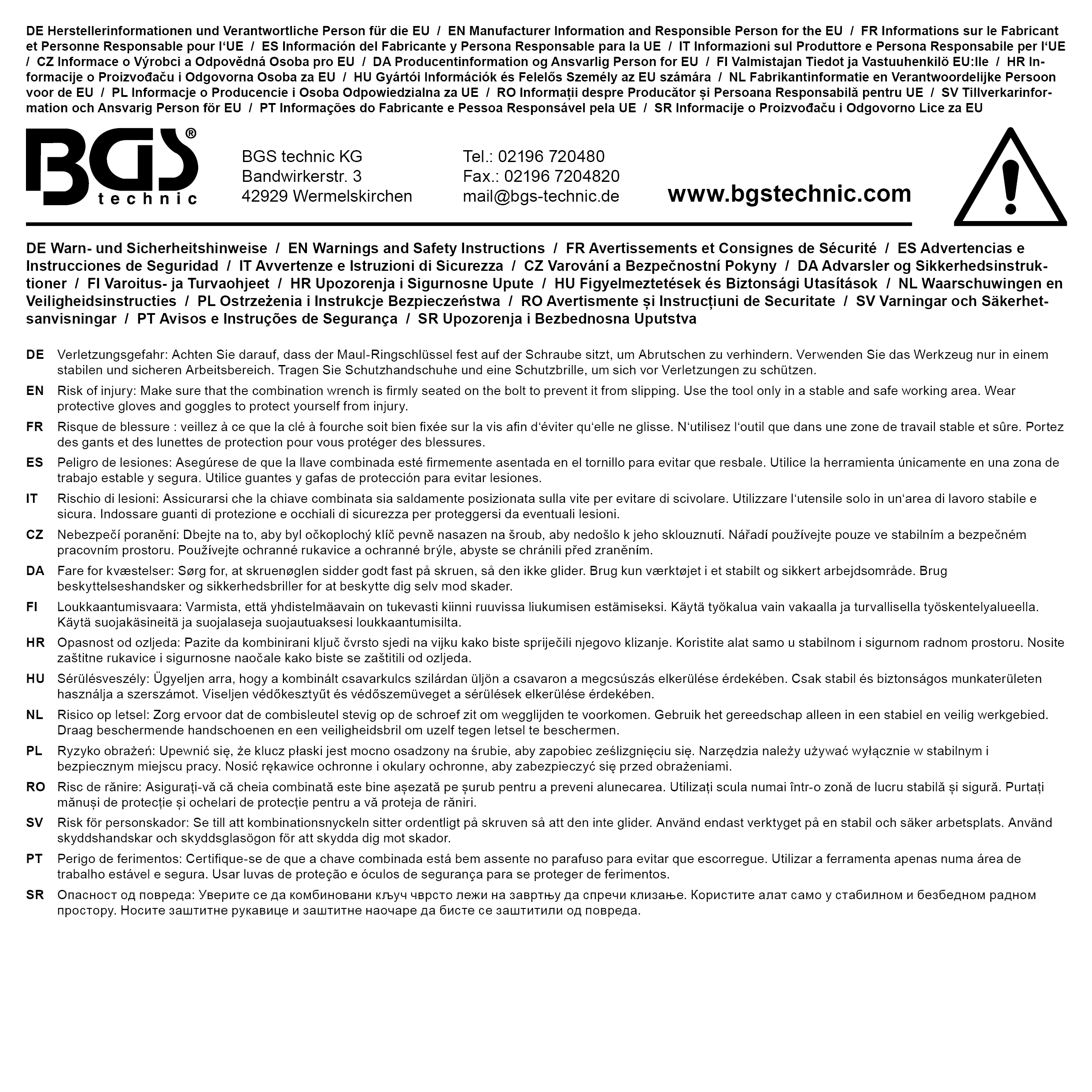 BGS Maul-Ringschlüssel-Satz | XXL | SW 34 - 50 mm | 11-tlg.