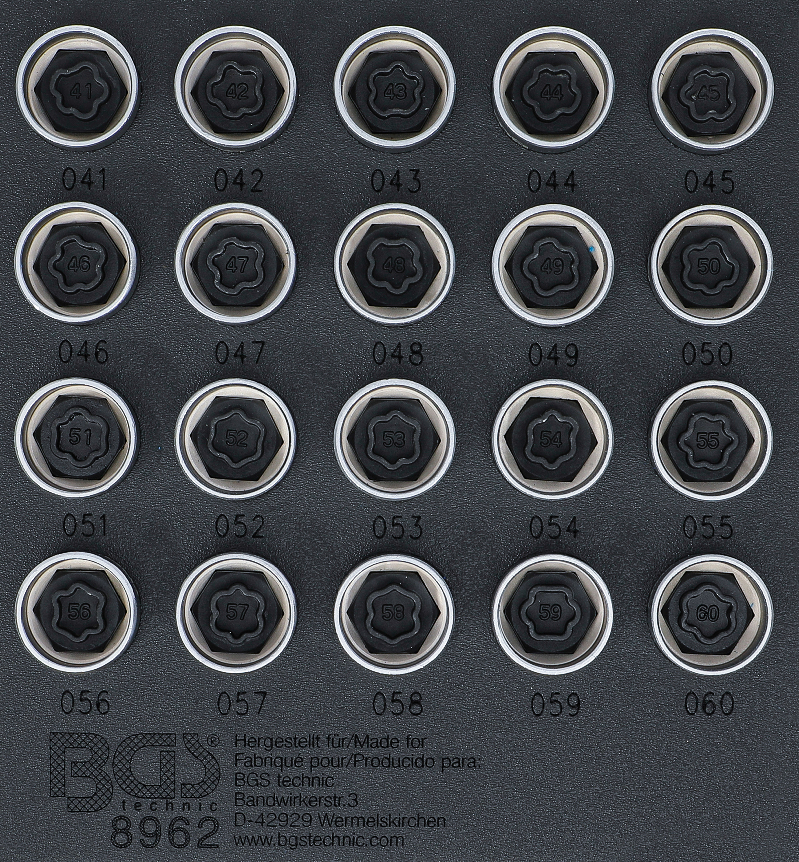 BGS Werkstattwageneinlage 1/6: Felgenschloss-Werkzeug-Satz für BMW | 20-tlg.