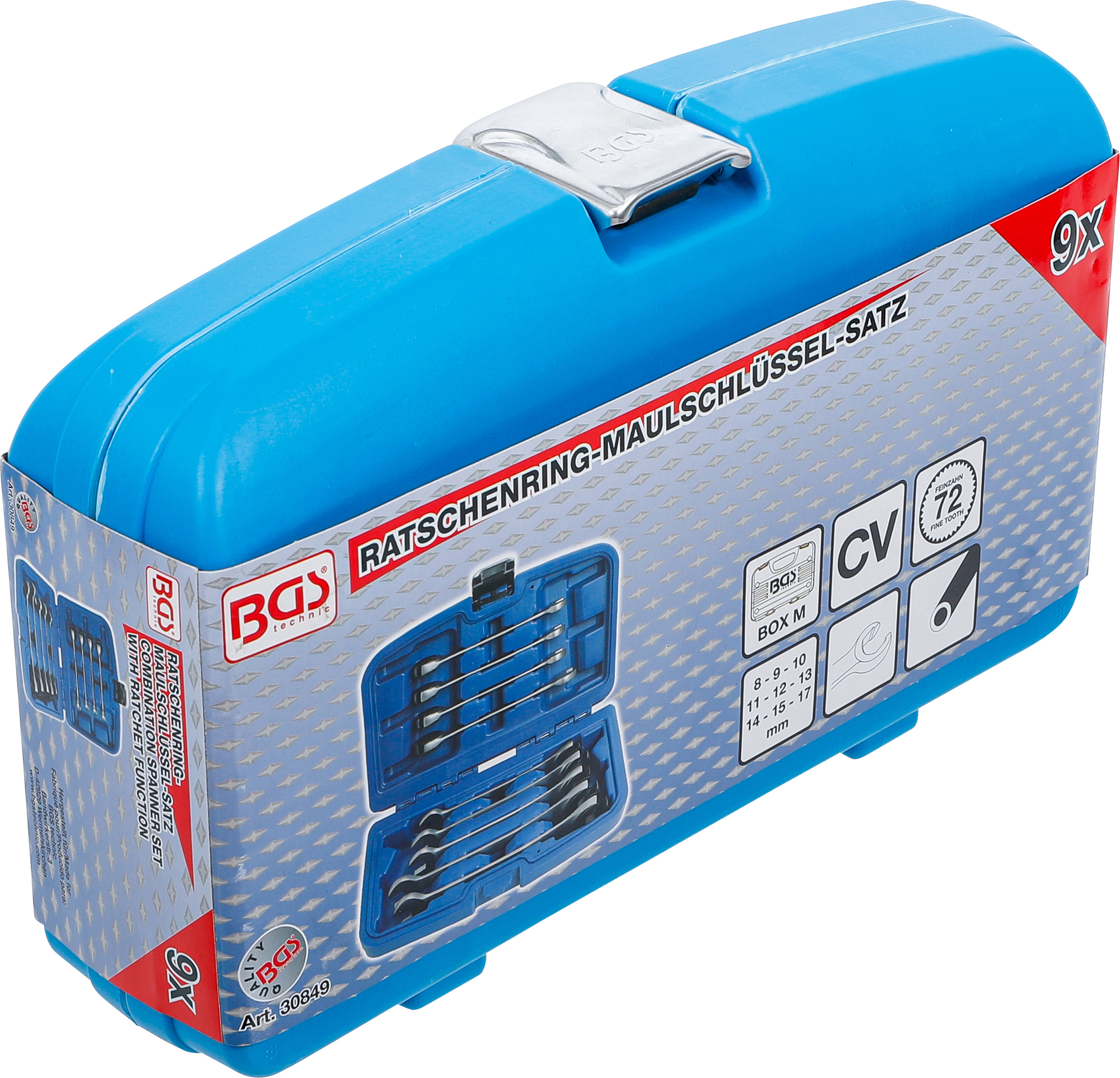 BGS Ratschenring-Maulschlüssel-Satz | offen | SW 8 - 17 mm | 9-tlg.
