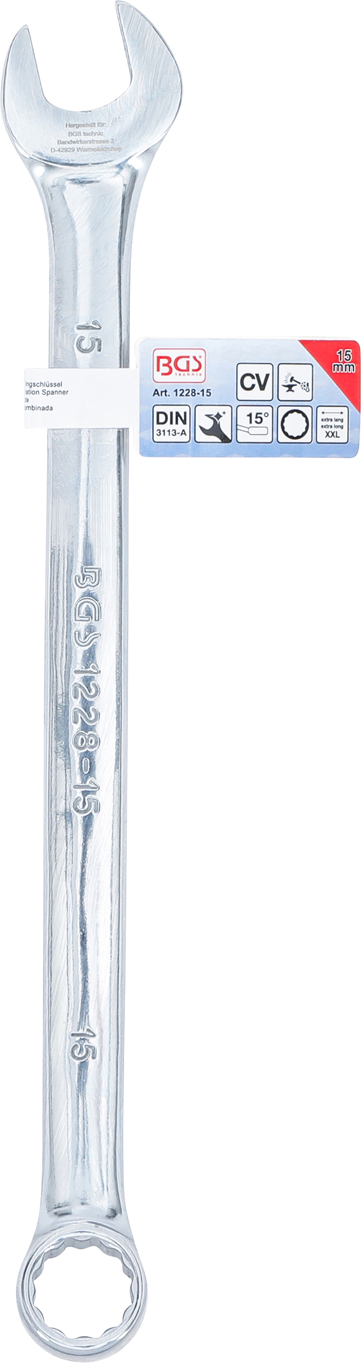 BGS Maul-Ringschlüssel | extra lang | SW 15 mm