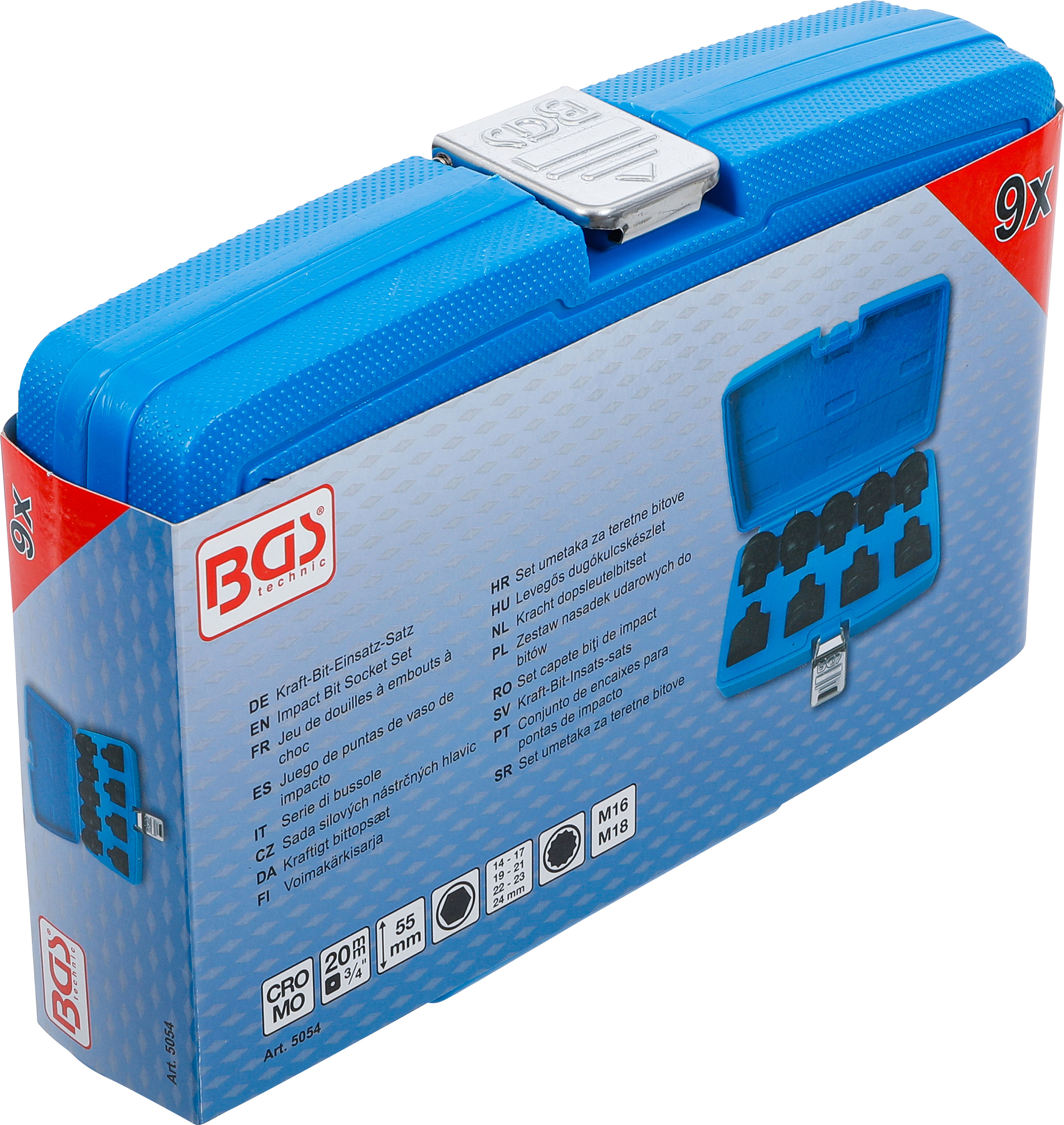 BGS Kraft-Bit-Einsatz-Satz | Antrieb Innenvierkant 20 mm (3/4") | Innensechskant, Innenvielzahn (für XZN) | 9-tlg.