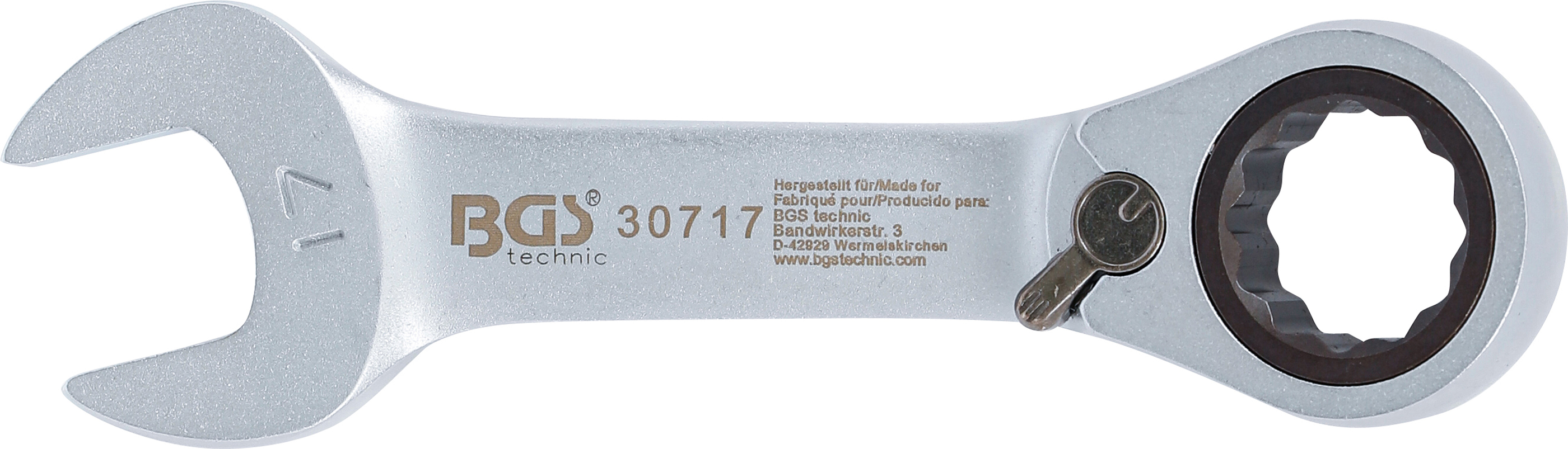 BGS Ratschenring-Maulschlüssel | kurz | umschaltbar | SW 17 mm