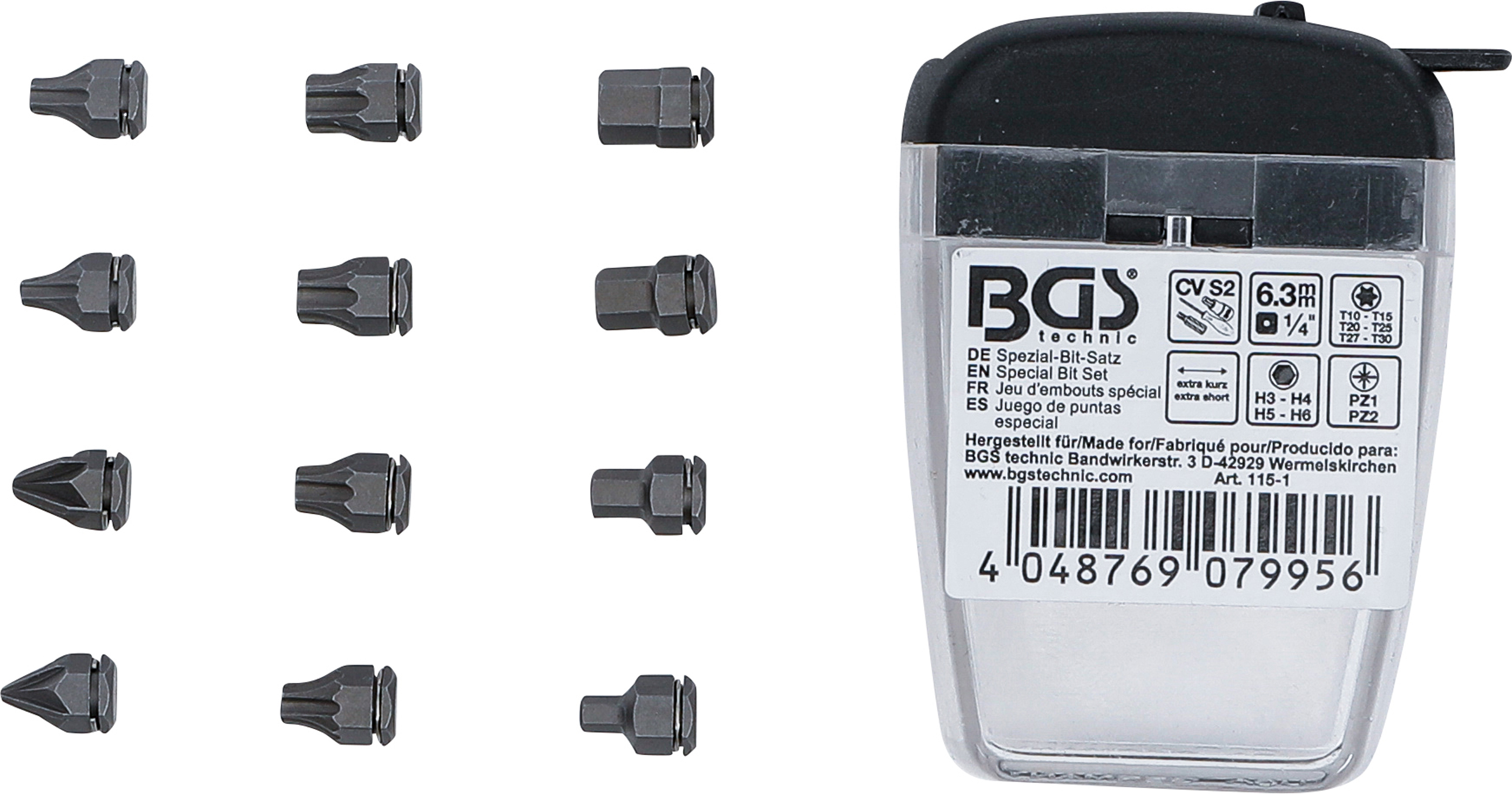 BGS Spezial-Bit-Satz | Antrieb Innensechskant 6,3 mm (1/4") | für Art. 115