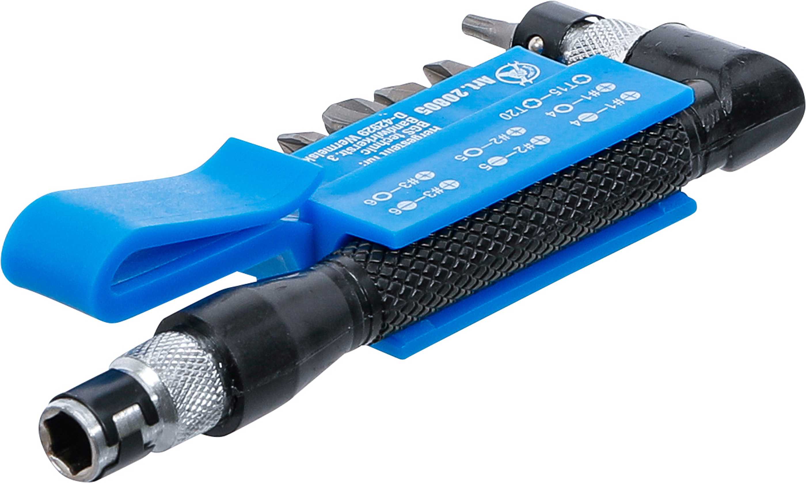 BGS Winkelschrauber mit 7 Doppelklingen-Bits | Antrieb Außensechskant 6,3 mm (1/4") | 8-tlg.