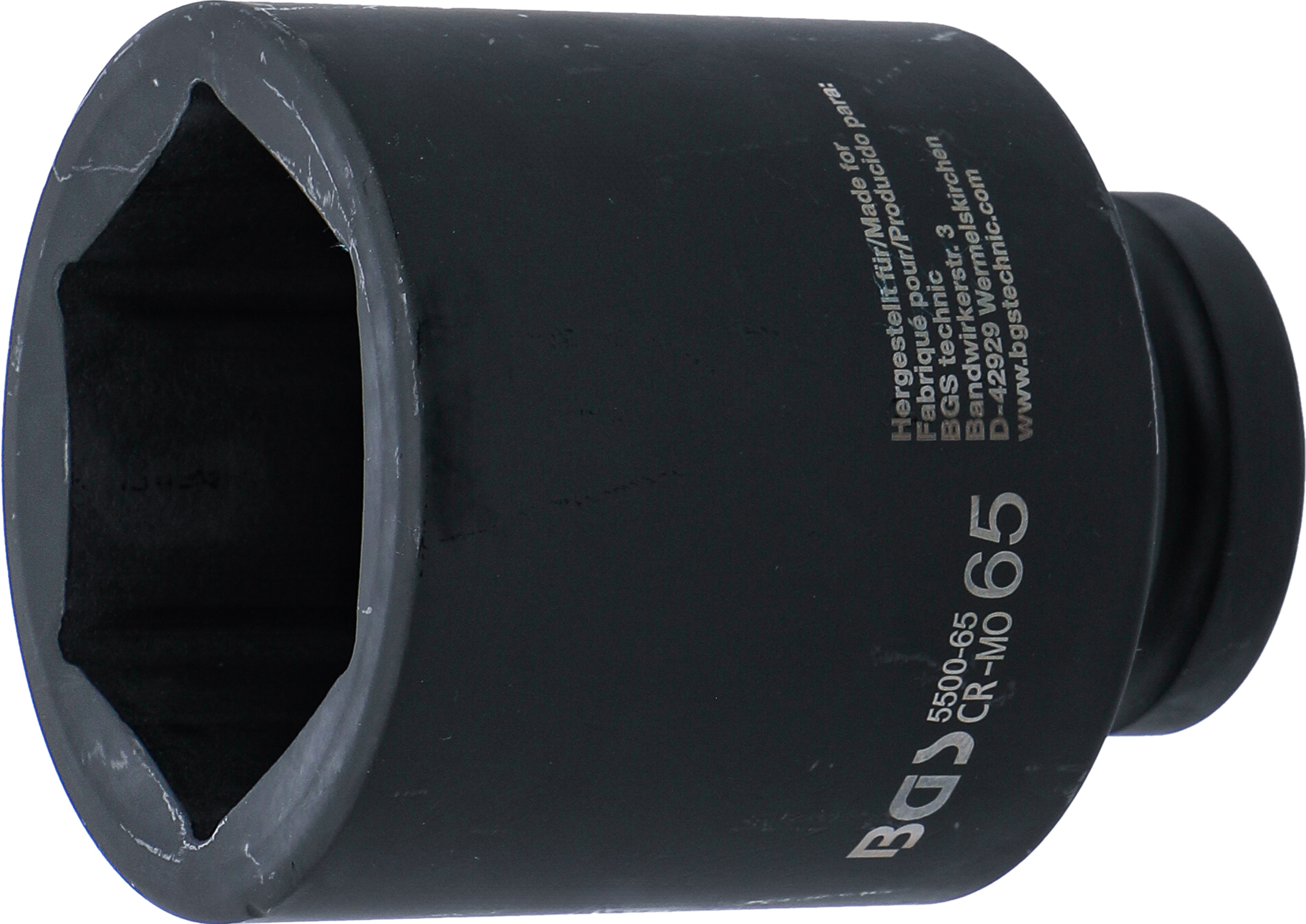 BGS Kraft-Steckschlüssel-Einsatz Sechskant, tief | Antrieb Innenvierkant 25 mm (1") | SW 65 mm