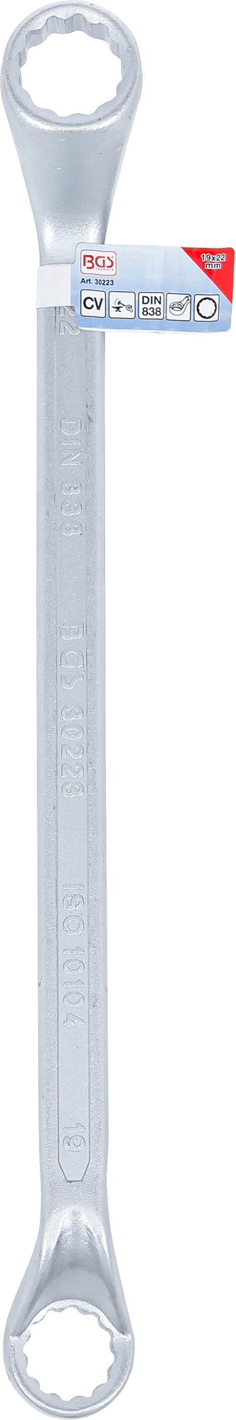 BGS Doppel-Ringschlüssel | tief gekröpft | SW 19 x 22 mm