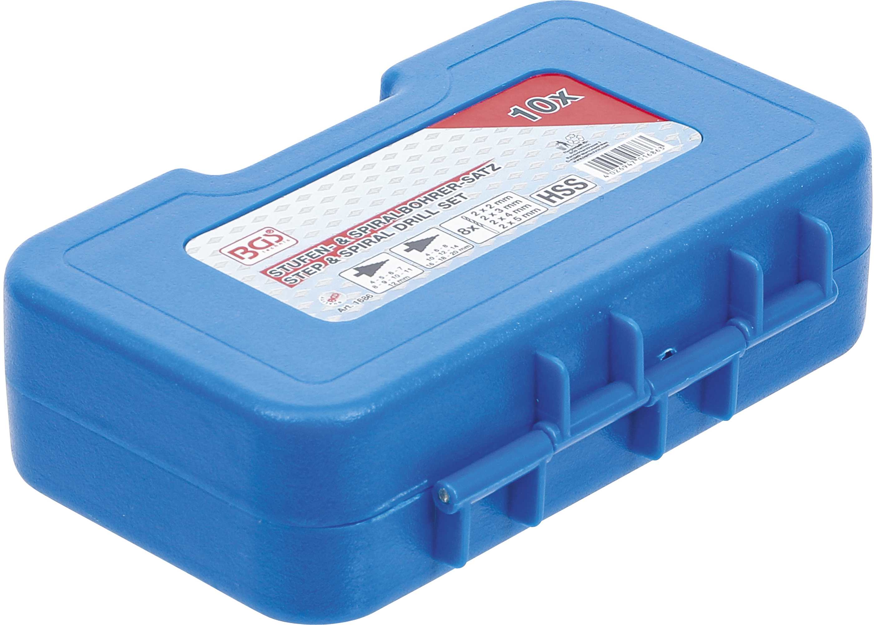 BGS Stufenbohrer- und Spiralbohrer-Satz | HSS | 4 - 12 / 4 - 20 mm | 2 - 5 mm | 10-tlg.