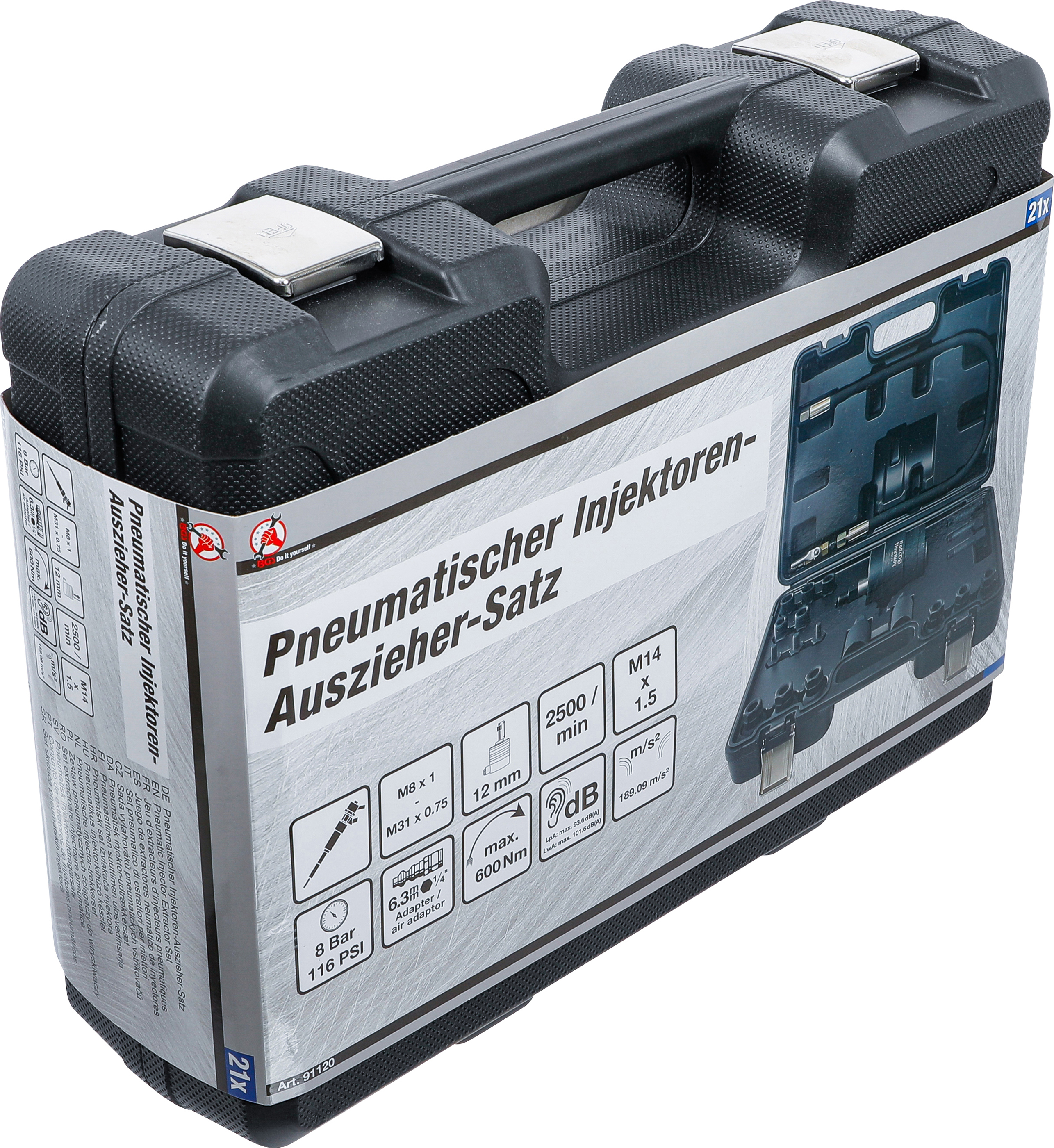 BGS Pneumatischer Injektoren-Auszieher-Satz | 21-tlg.