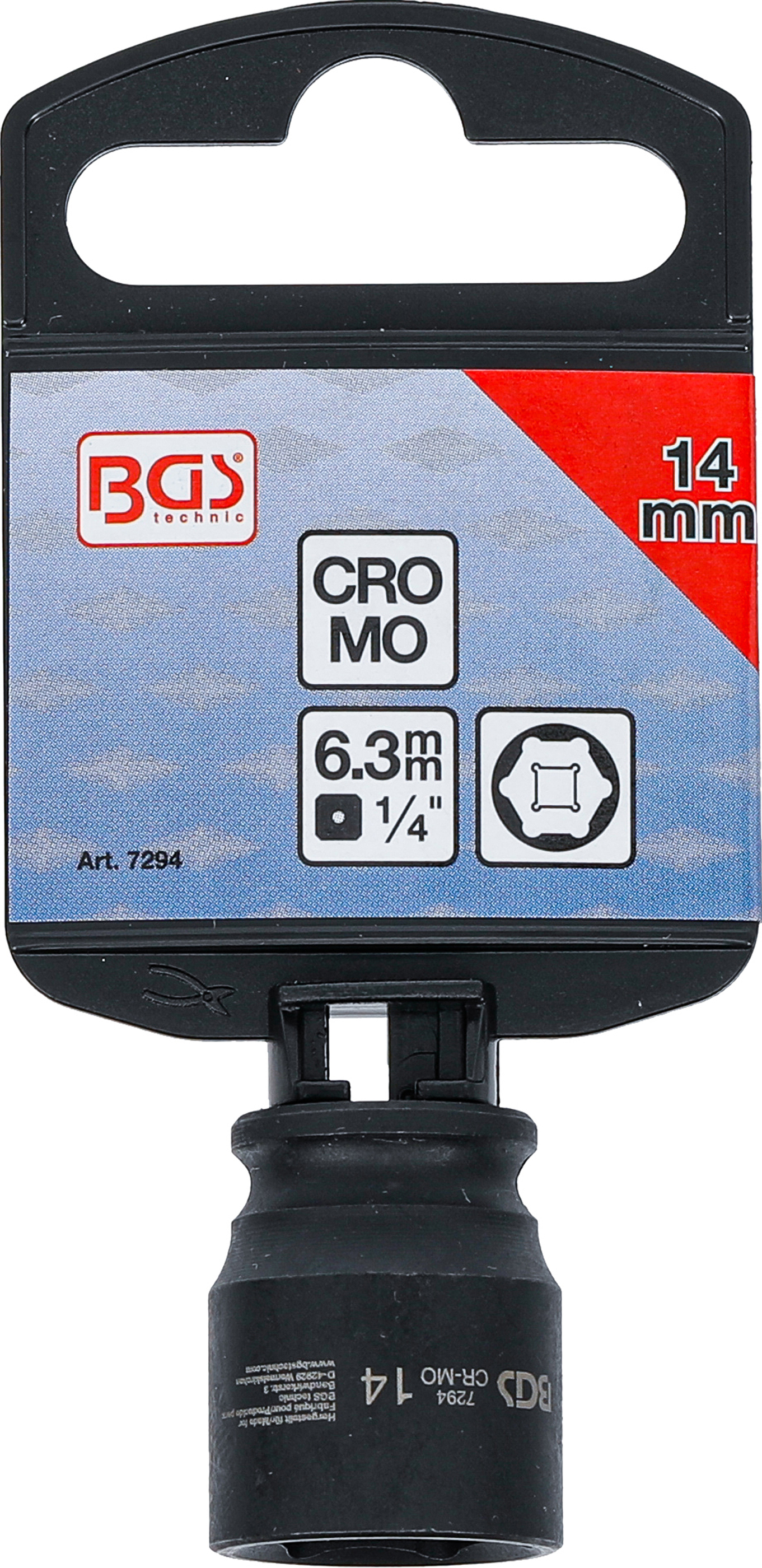 BGS Kraft-Steckschlüssel-Einsatz Sechskant | Antrieb Innenvierkant 6,3 mm (1/4") | SW 14 mm