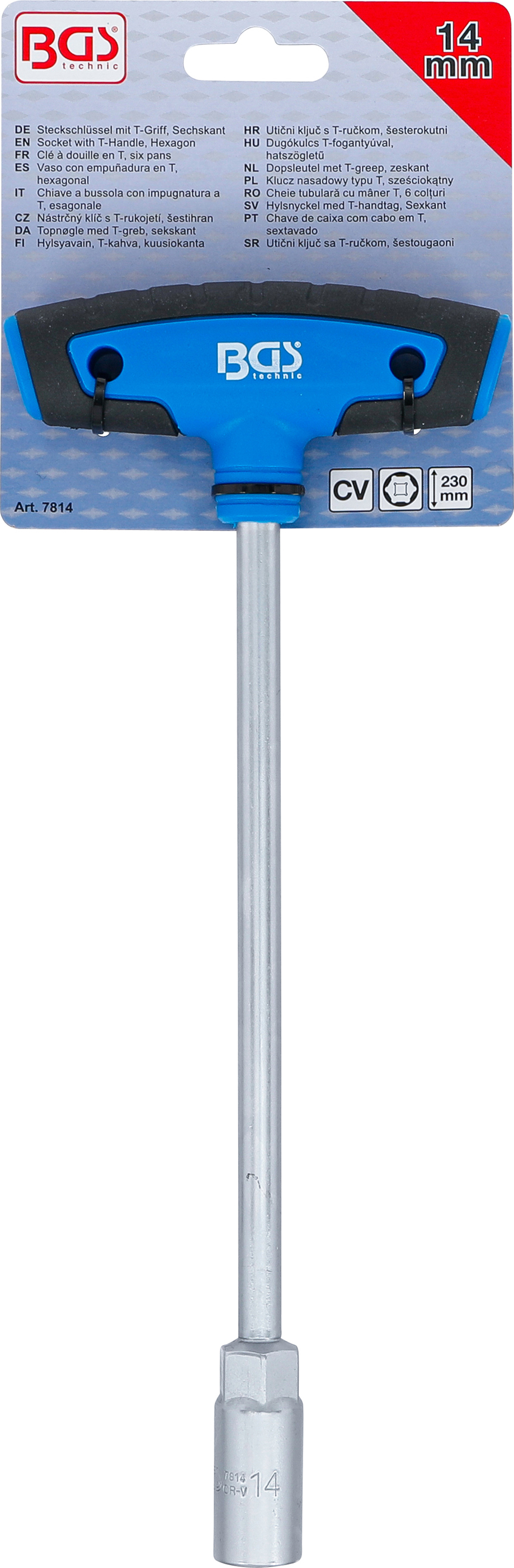 BGS Steckschlüssel mit T-Griff, Sechskant | SW 14 mm