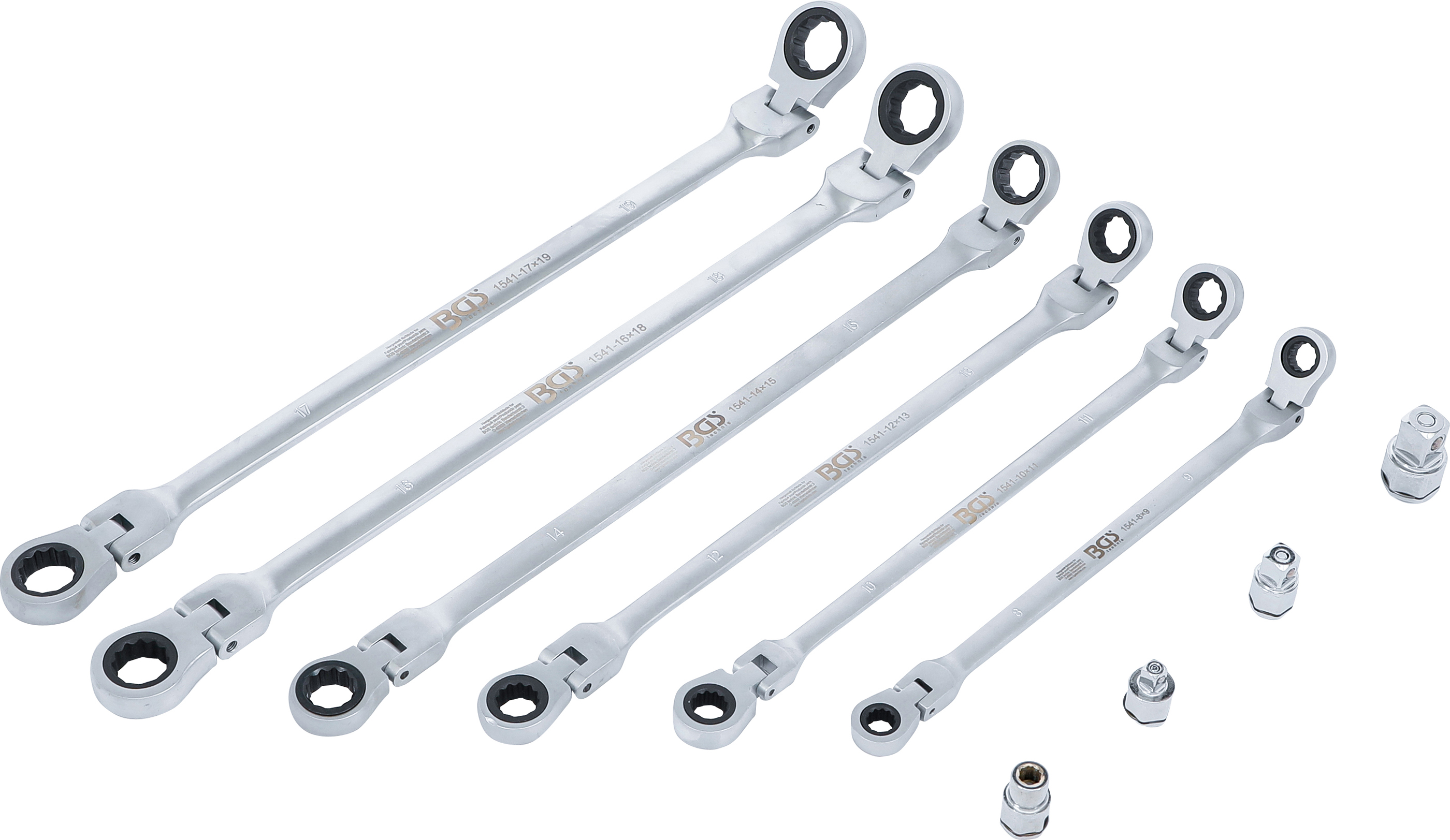 BGS Doppel-Ratschen-Gelenkschlüssel-Satz | SW 8 - 19 mm | 10-tlg.