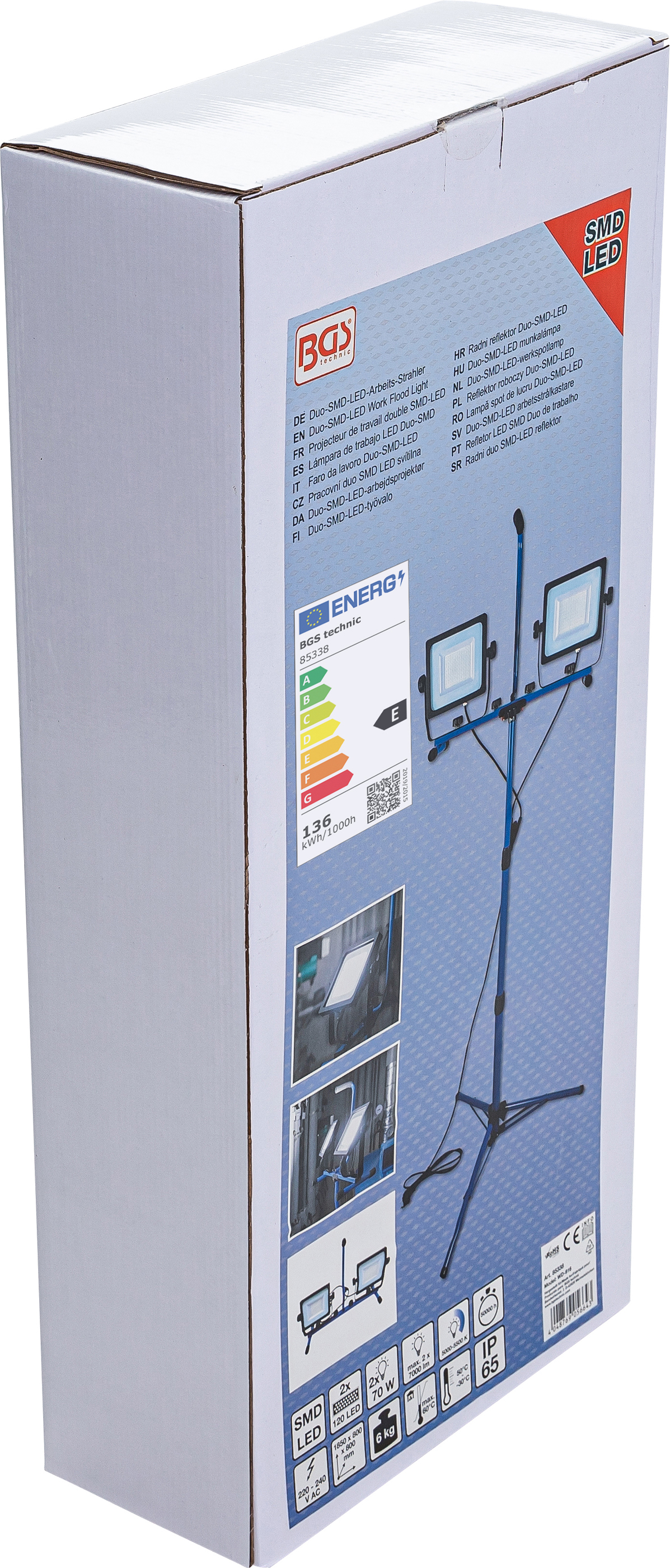BGS Duo-SMD-LED-Arbeits-Strahler | mit Stativ | 2 x 70 W