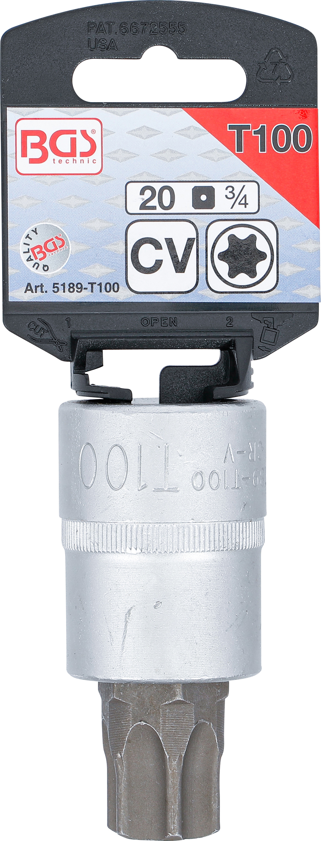 BGS Bit-Einsatz | Antrieb Innenvierkant 20 mm (3/4") | T-Profil (für Torx) T100