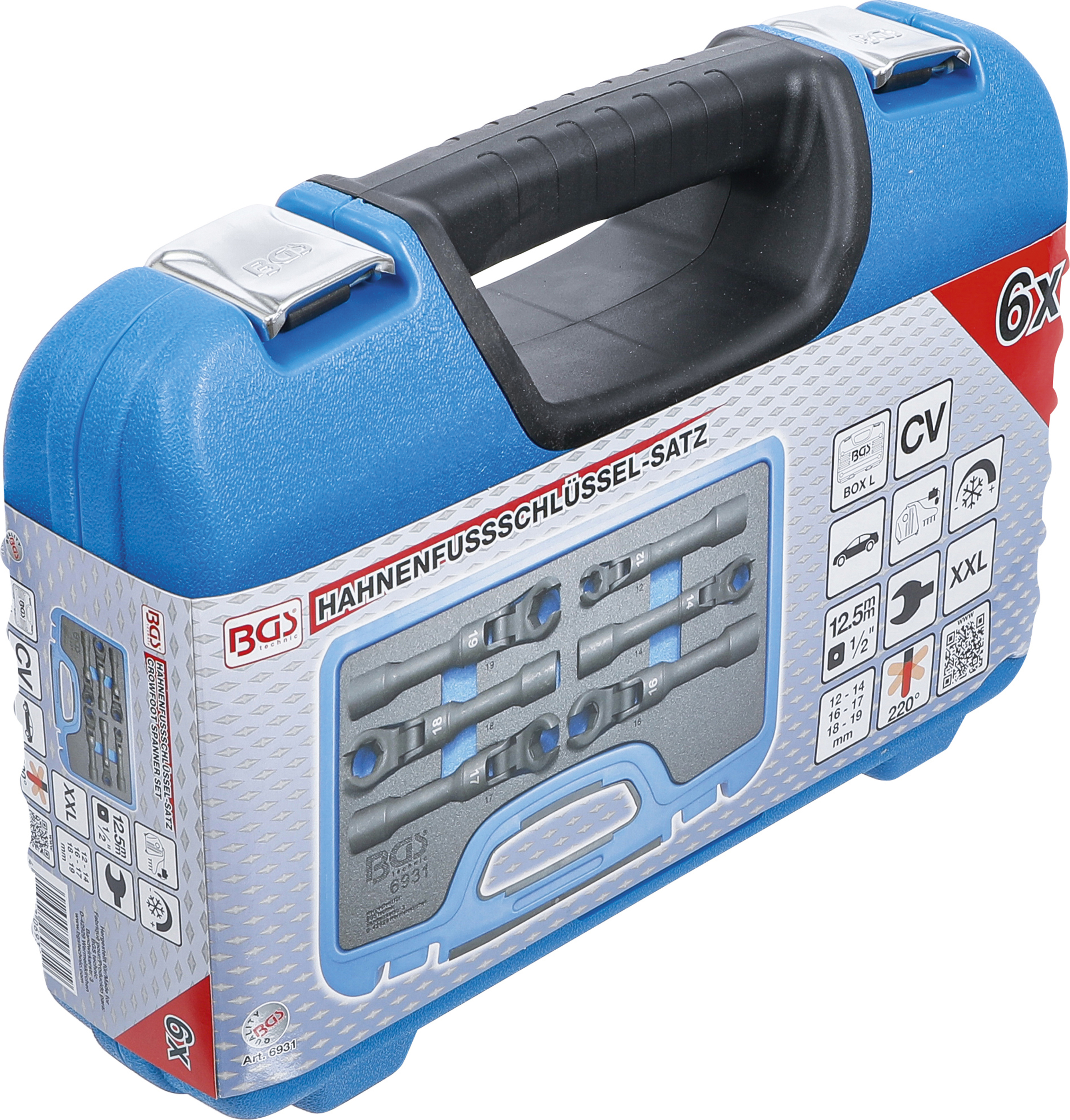 BGS Hahnenfußschlüssel-Satz | Antrieb Innenvierkant 12,5 mm (1/2") | flexibel | 6-tlg.