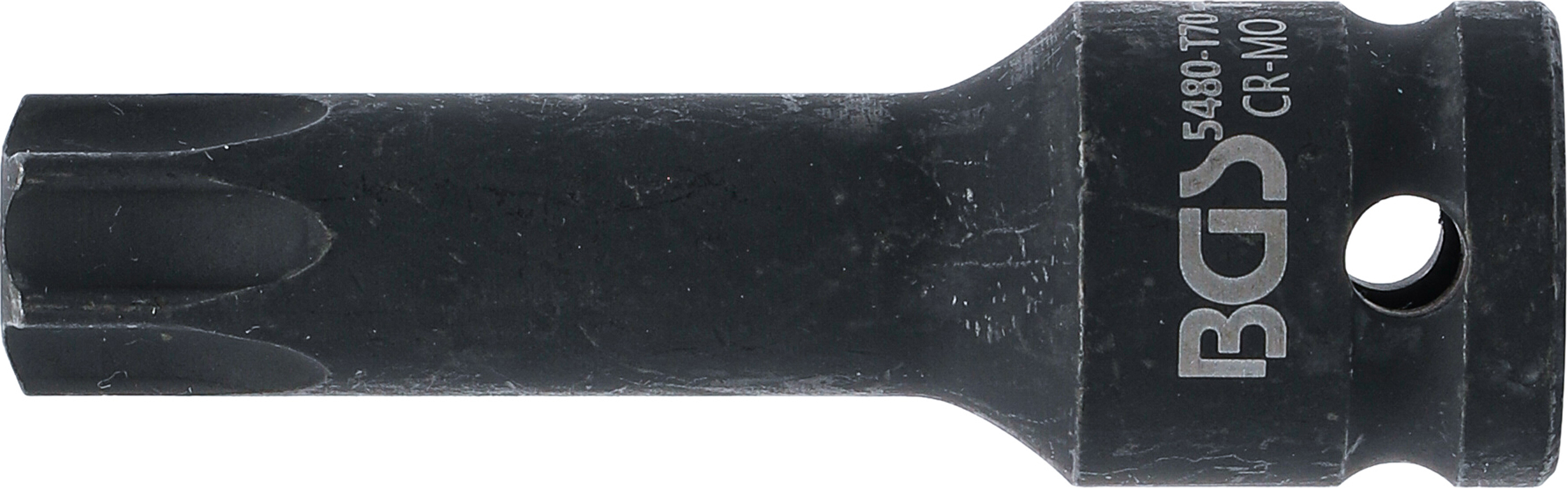 BGS Kraft-Bit-Einsatz | Länge 75 mm | Antrieb Innenvierkant 12,5 mm (1/2") | T-Profil (für Torx) T70