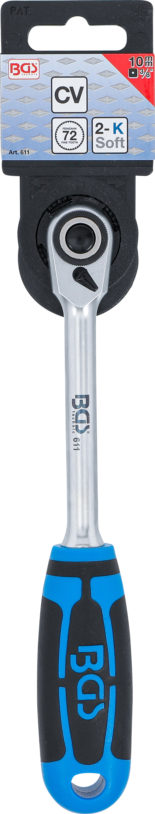 BGS Umschaltknarre | feinverzahnt | Abtrieb Außenvierkant 10 mm (3/8")