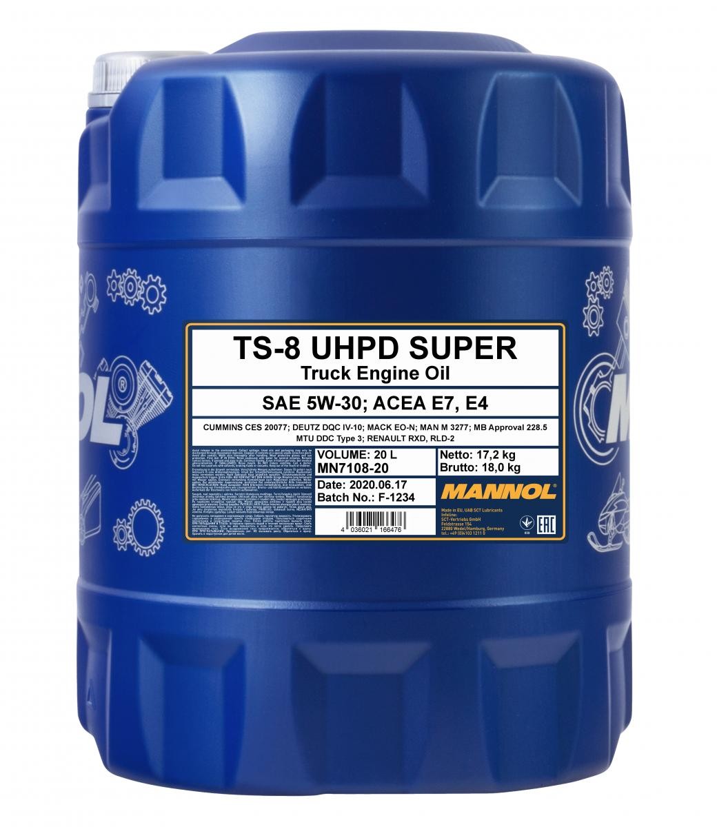 5W-30 Mannol 7108 TS-8 UHPD Super Motoröl 20 Liter