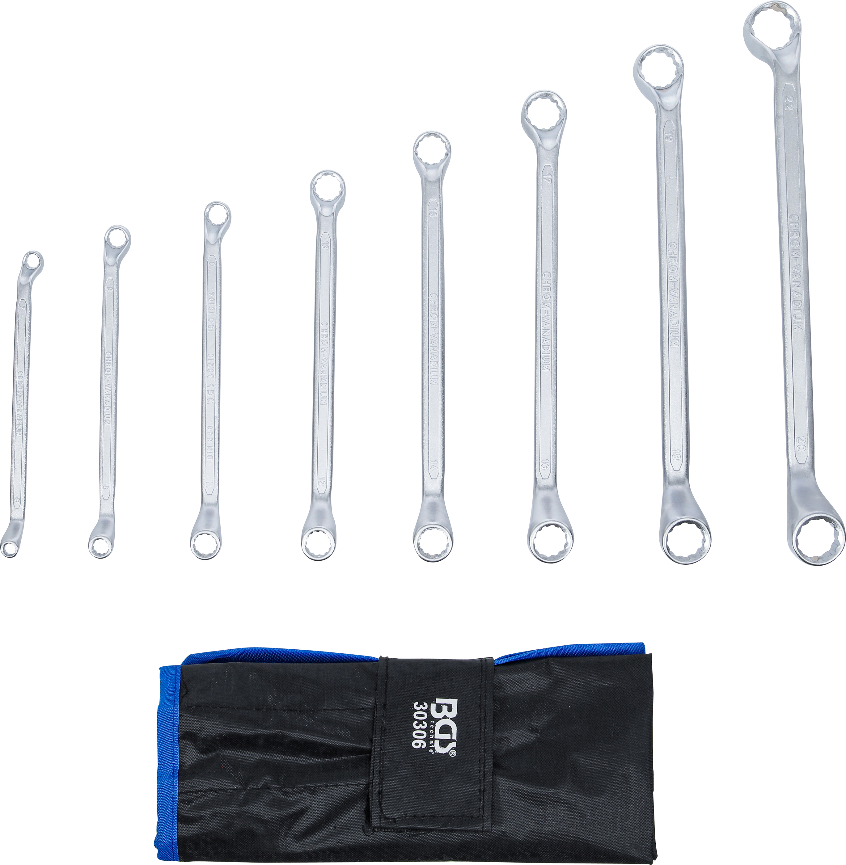 BGS Doppel-Ringschlüssel-Satz | tief gekröpft | SW 6 x 7 - 20 x 22 mm | 8-tlg.