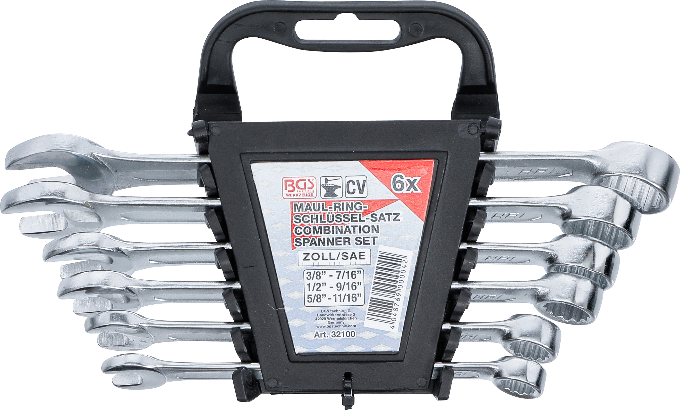 BGS Maul-Ringschlüssel-Satz | Zollgrößen | SW 3/8" - 11/16" | 6-tlg.