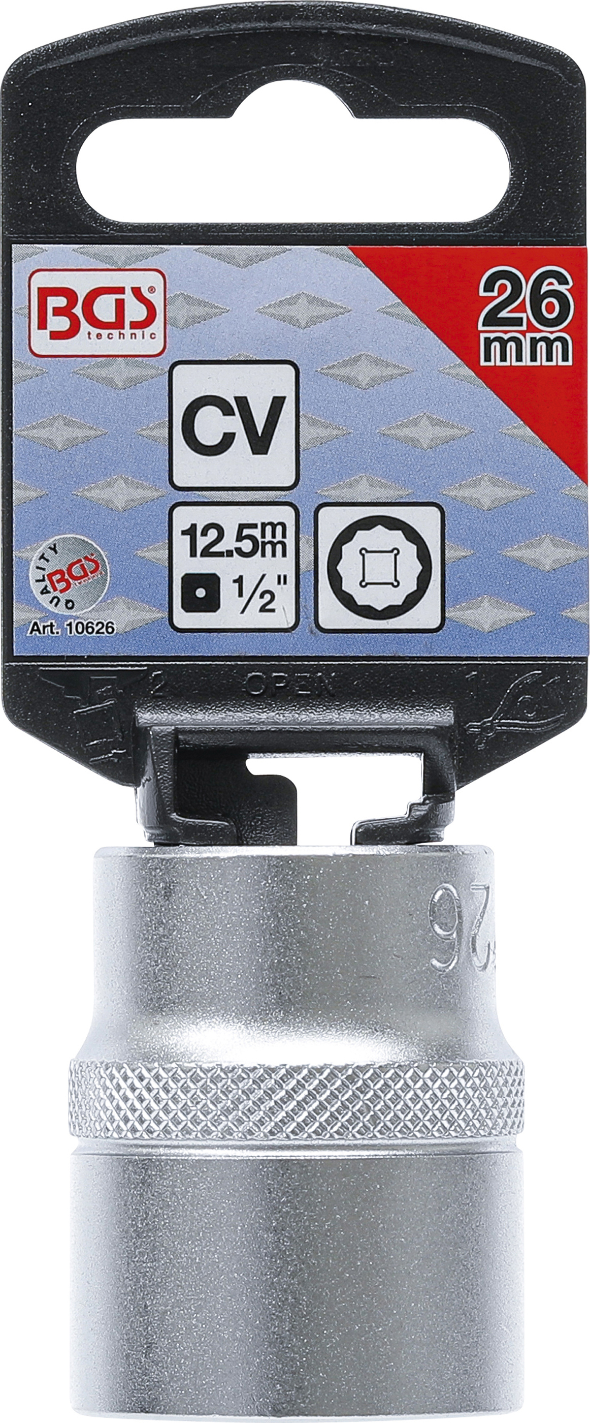 BGS Steckschlüssel-Einsatz Zwölfkant | Antrieb Innenvierkant 12,5 mm (1/2") | SW 26 mm