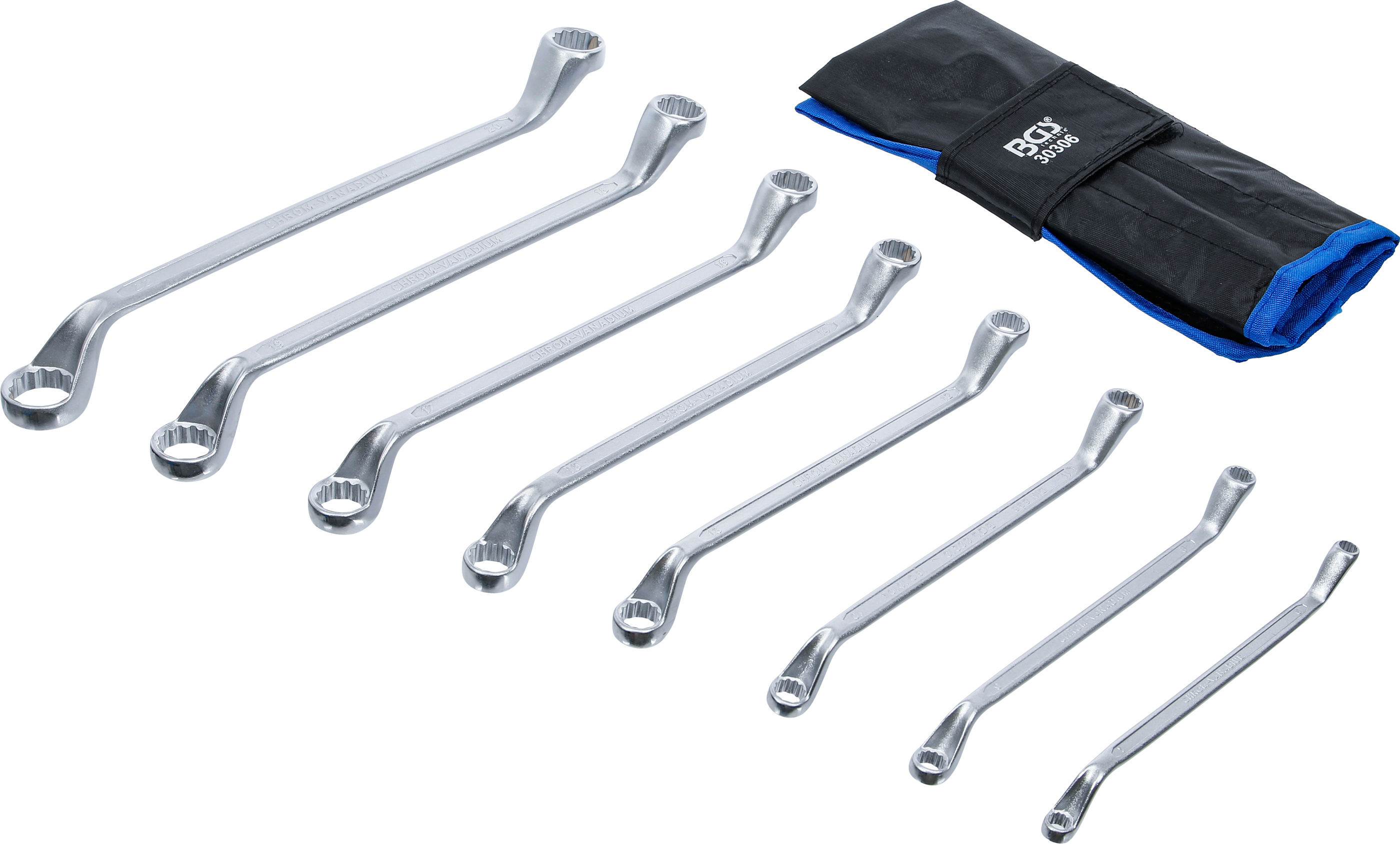 BGS Doppel-Ringschlüssel-Satz | tief gekröpft | SW 6 x 7 - 20 x 22 mm | 8-tlg.