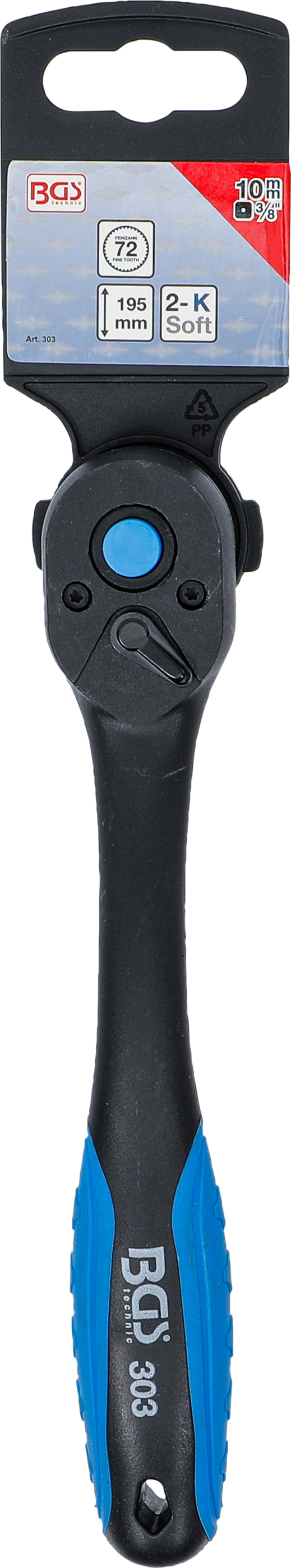 BGS Umschaltknarre, kunststoff-ummantelt | Abtrieb Außenvierkant 10 mm (3/8")