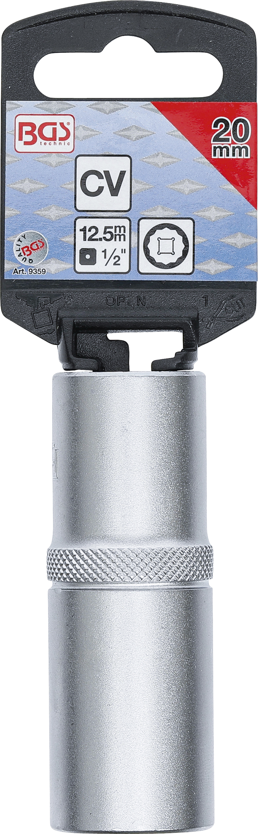 BGS Steckschlüssel-Einsatz Zwölfkant, tief | Antrieb Innenvierkant 12,5 mm (1/2") | SW 20 mm