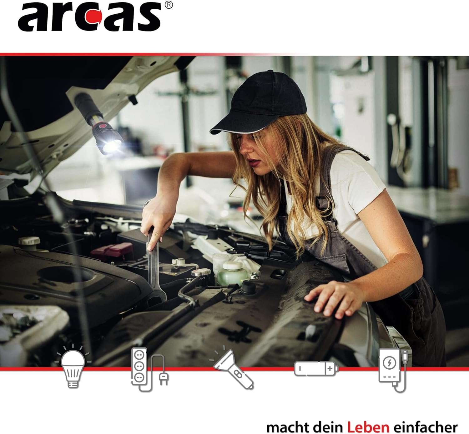 Arcas 3 in 1 LED Leuchte Taschenlampe 350 Lumen schwarz