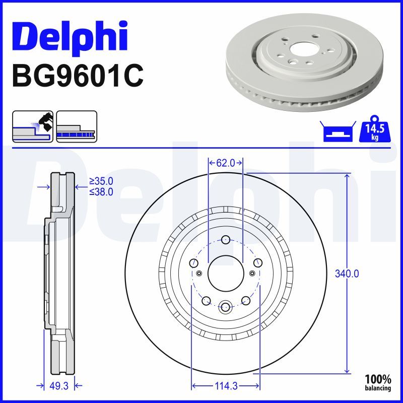 Bremsscheibe BG9601C “DELPHI”